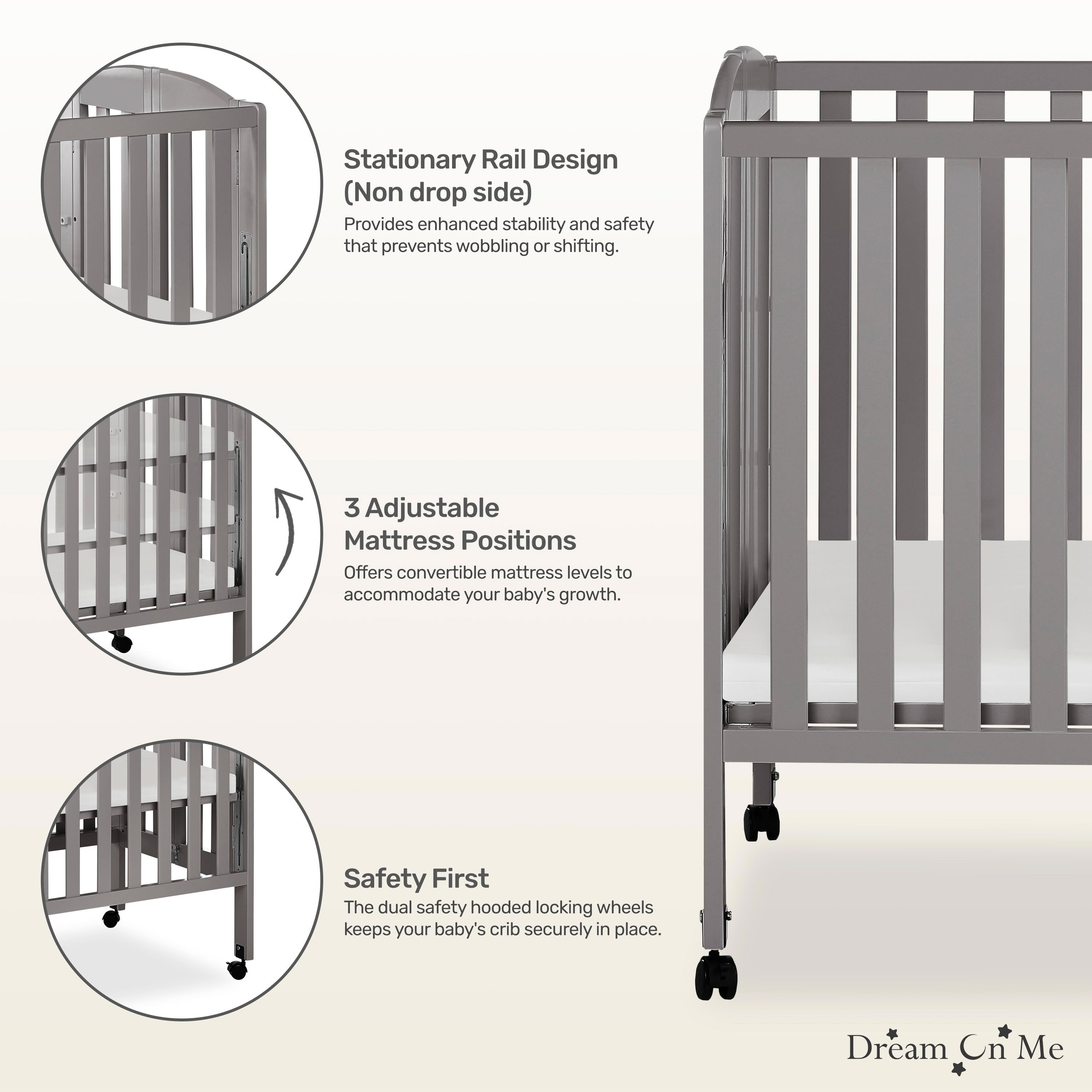 Dream On Me 3-in-1 Portable Folding Crib