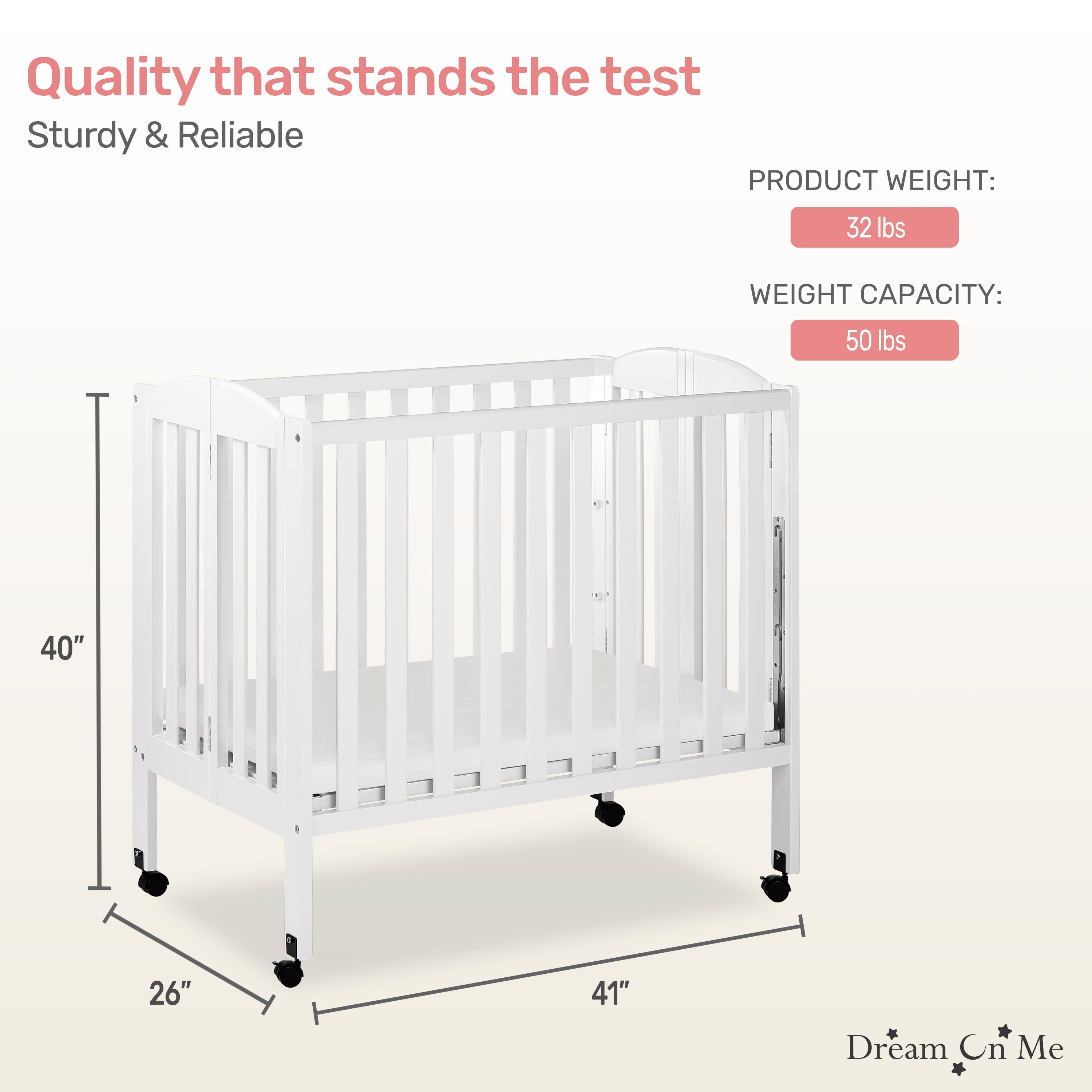 Dream On Me 3-in-1 Portable Folding Crib
