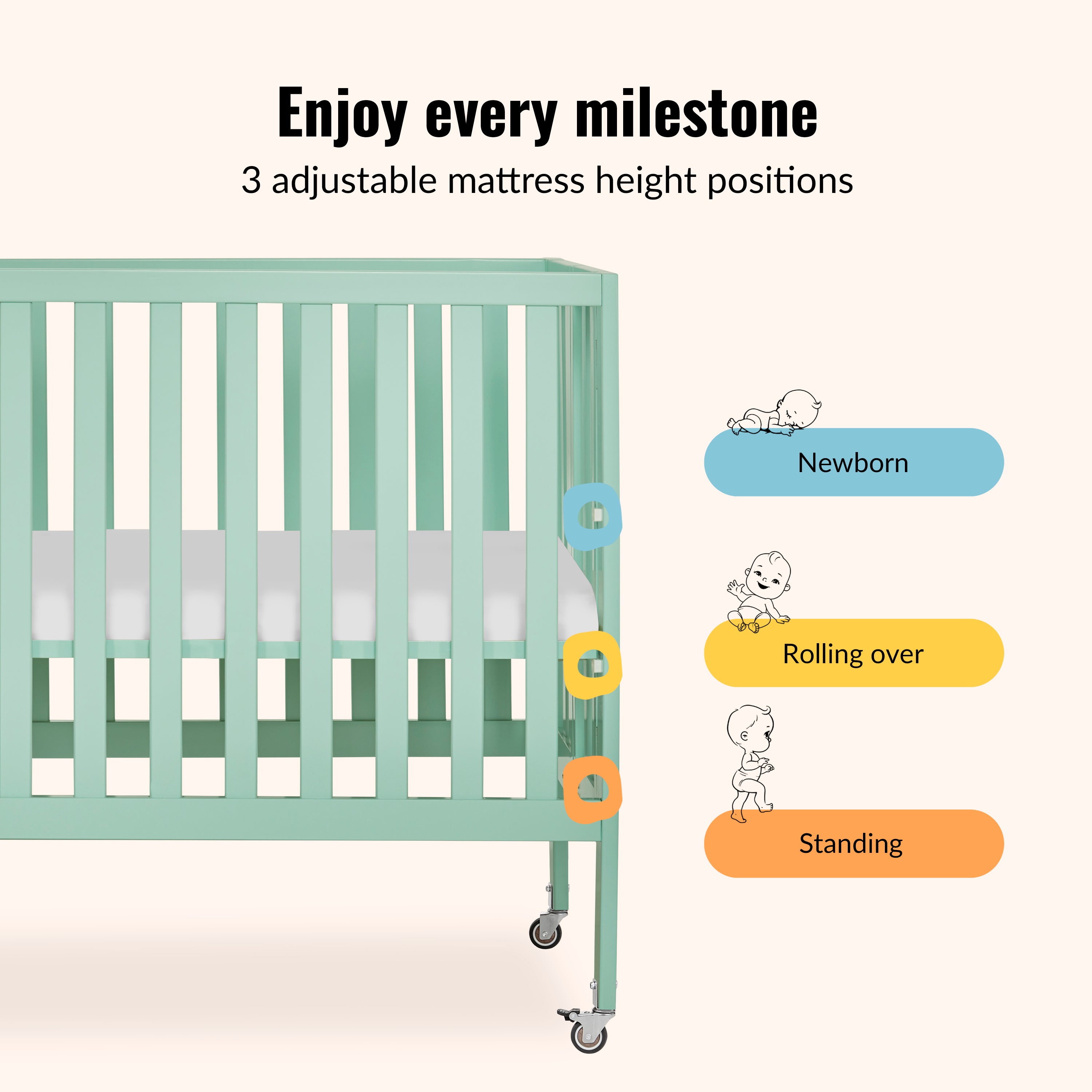 Dream On Me Jett Non Full Size Folding Crib