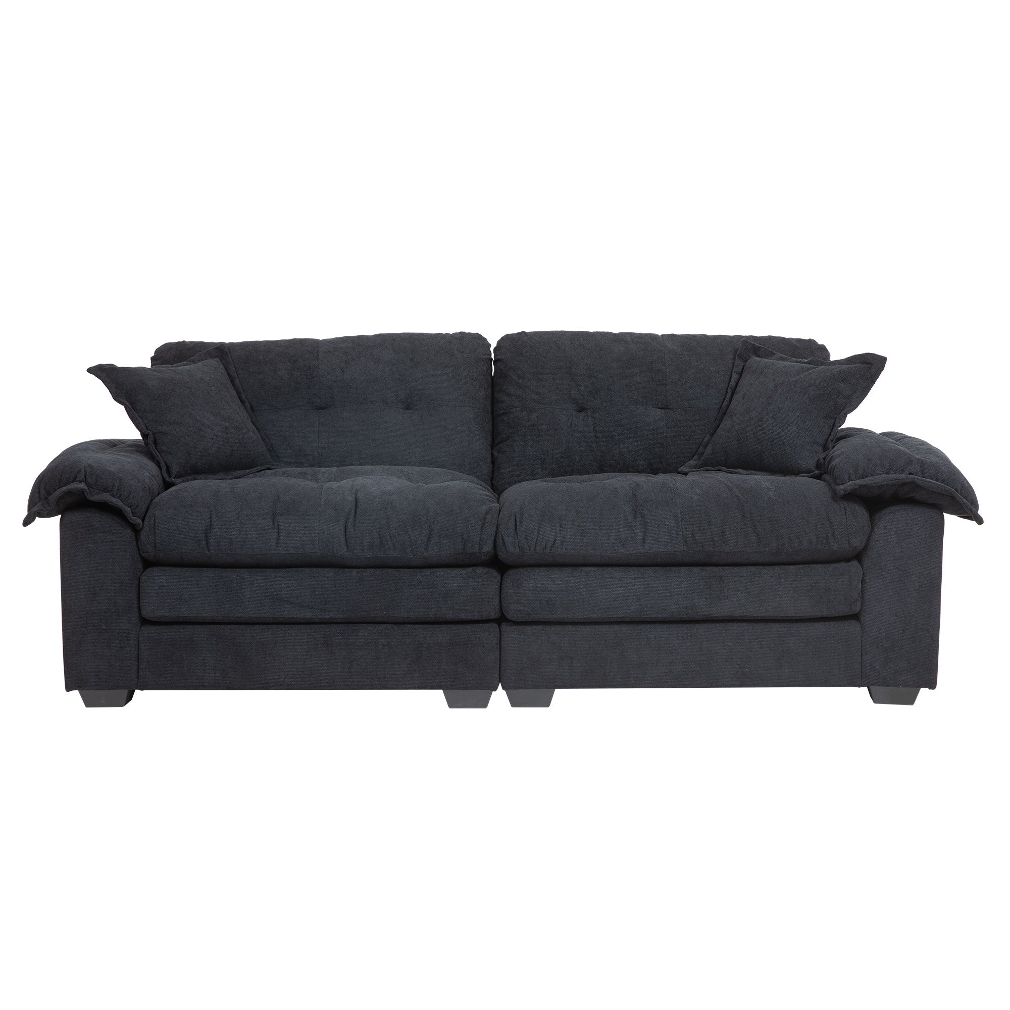 84' Chenille Sofa Small Sofa Loveseat Deep Seat Sofa Couch - Black