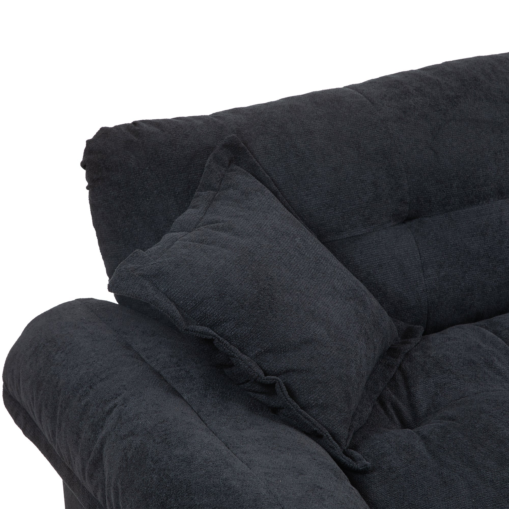 84' Chenille Sofa Small Sofa Loveseat Deep Seat Sofa Couch - Black