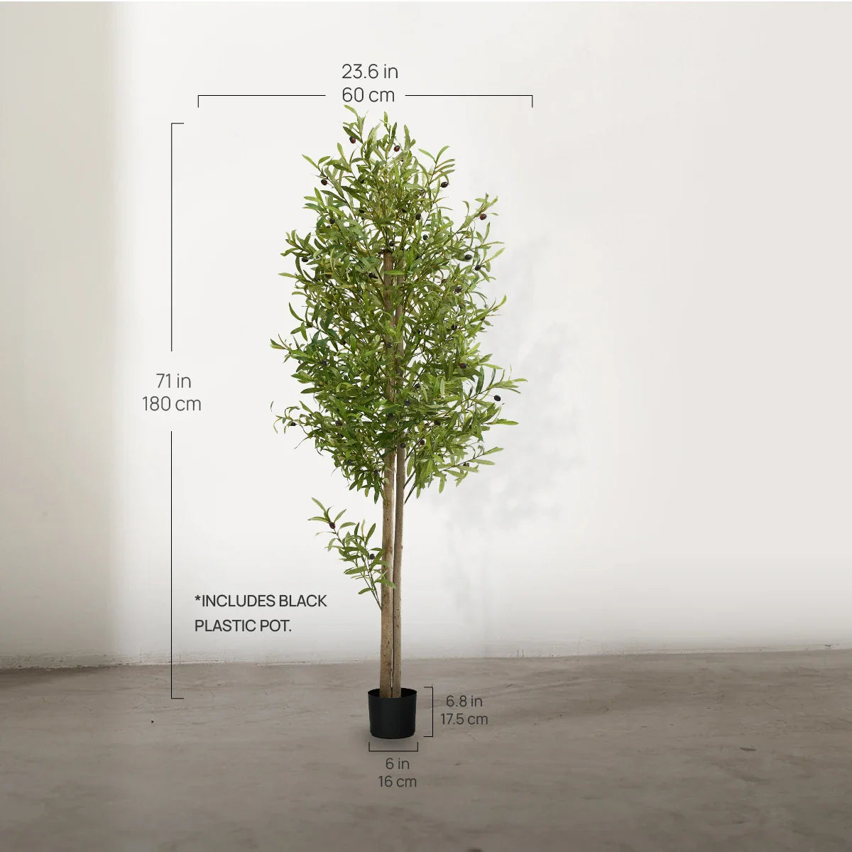 6' Artificial Olive Tree Measures