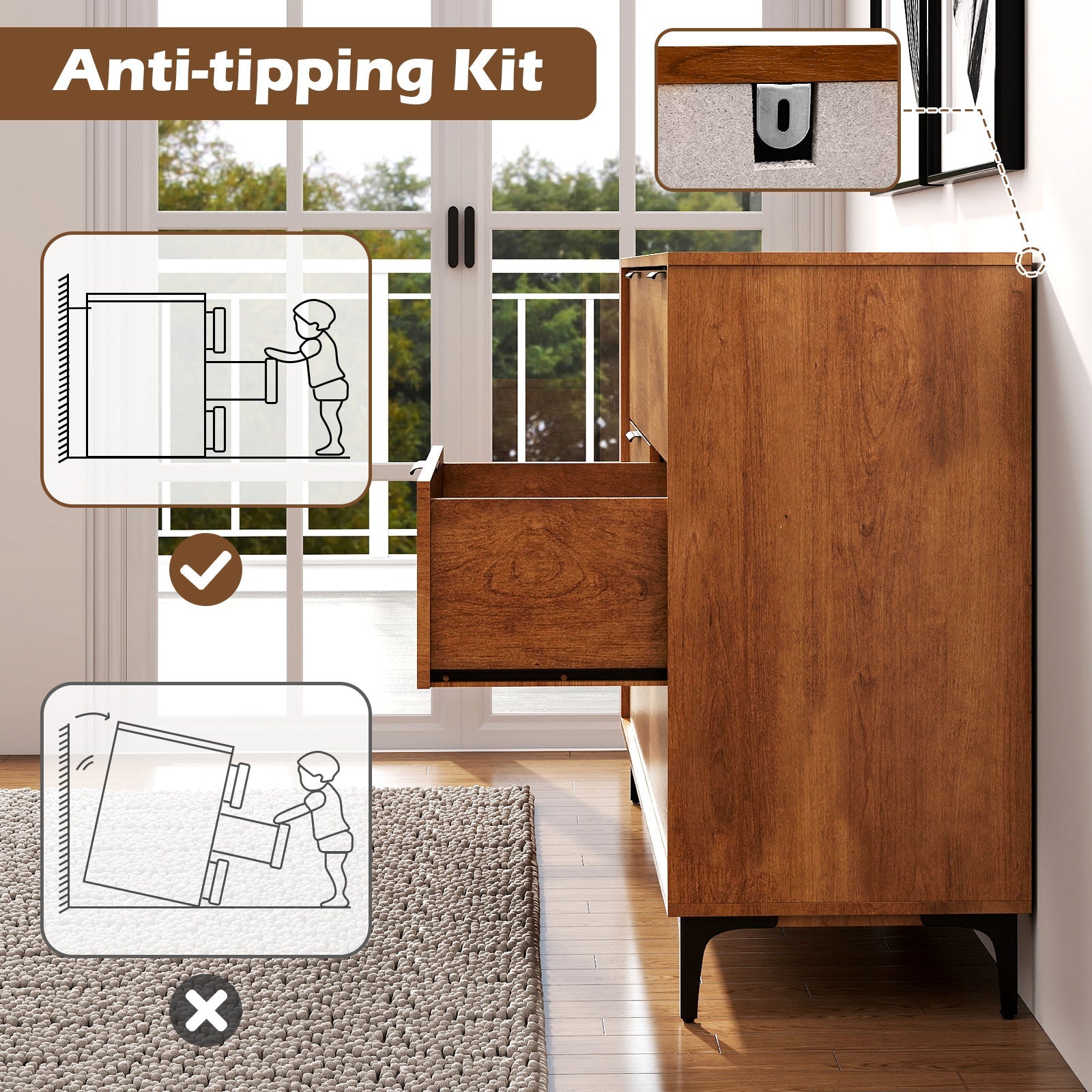 6-Drawer Dresser with Interlock System - Cherry