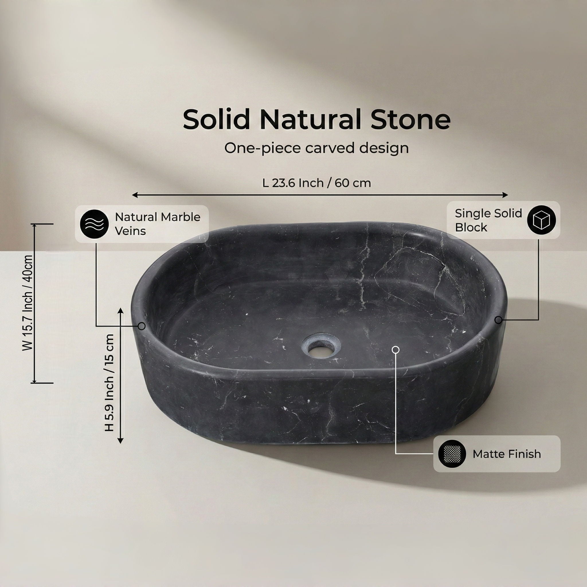 Bathroom Vessel Sink, Semi Polished Surface by Couch