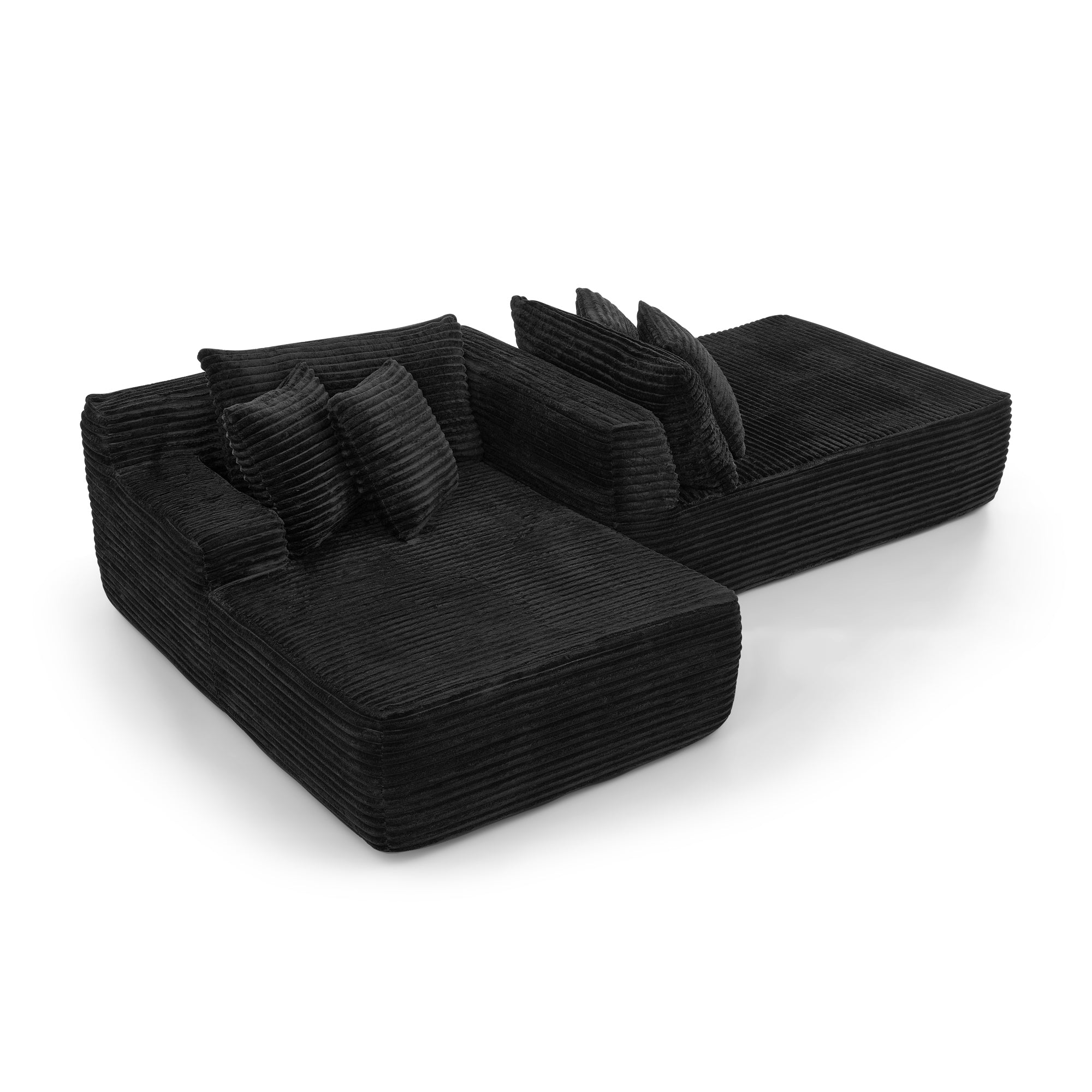 Two-Seater Lazy Sofa Lounge Chair -Black