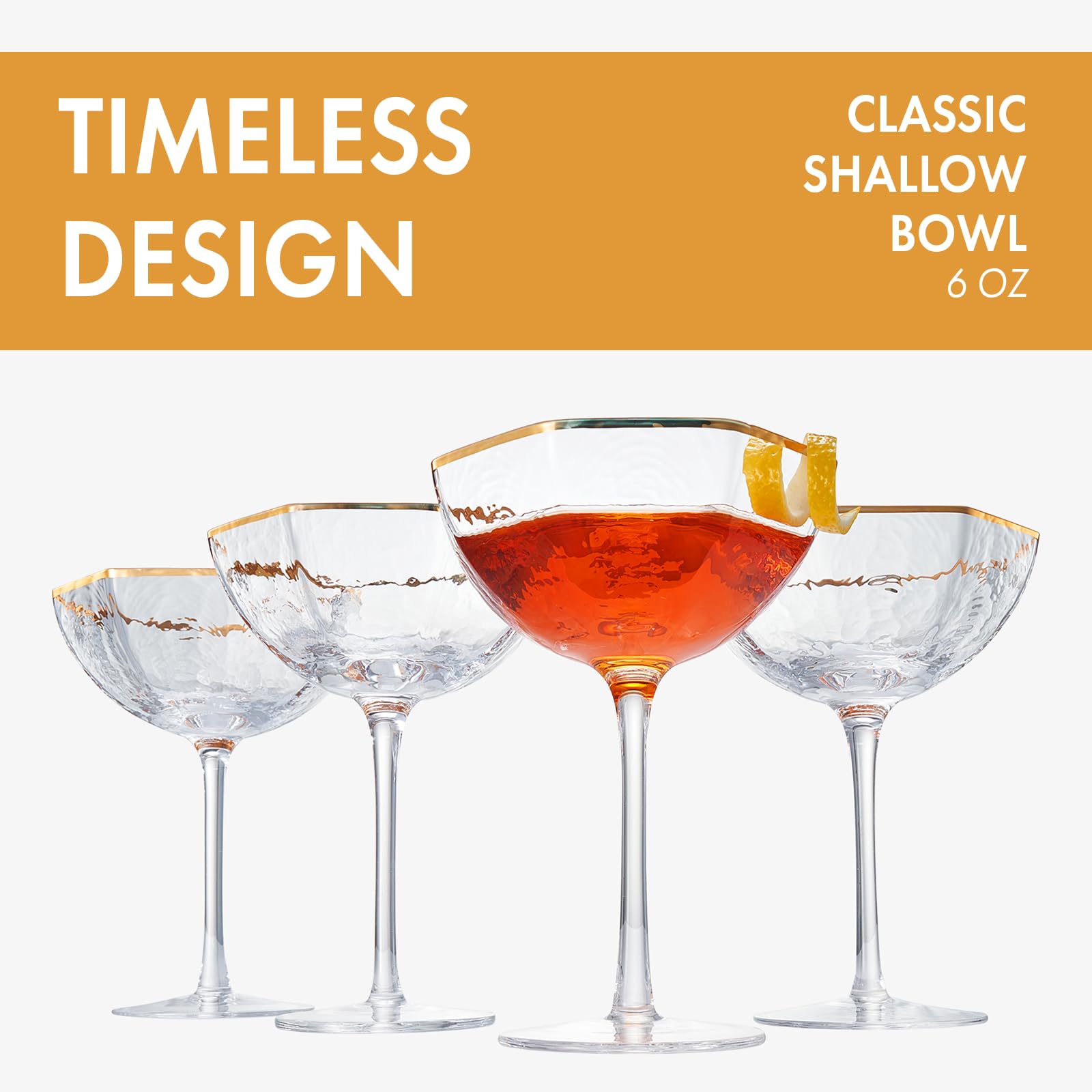 Khen Vintage Champagne Cocktail Glasses - Set of 4