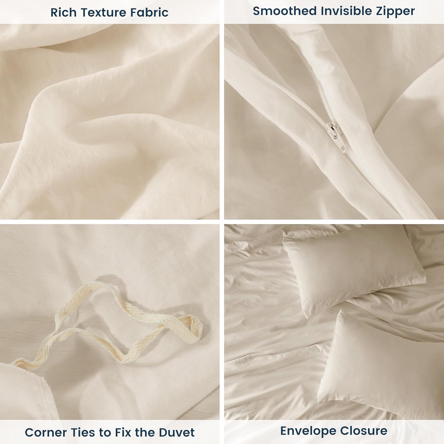 Stone Washed Duvet Cover Set - Beige
