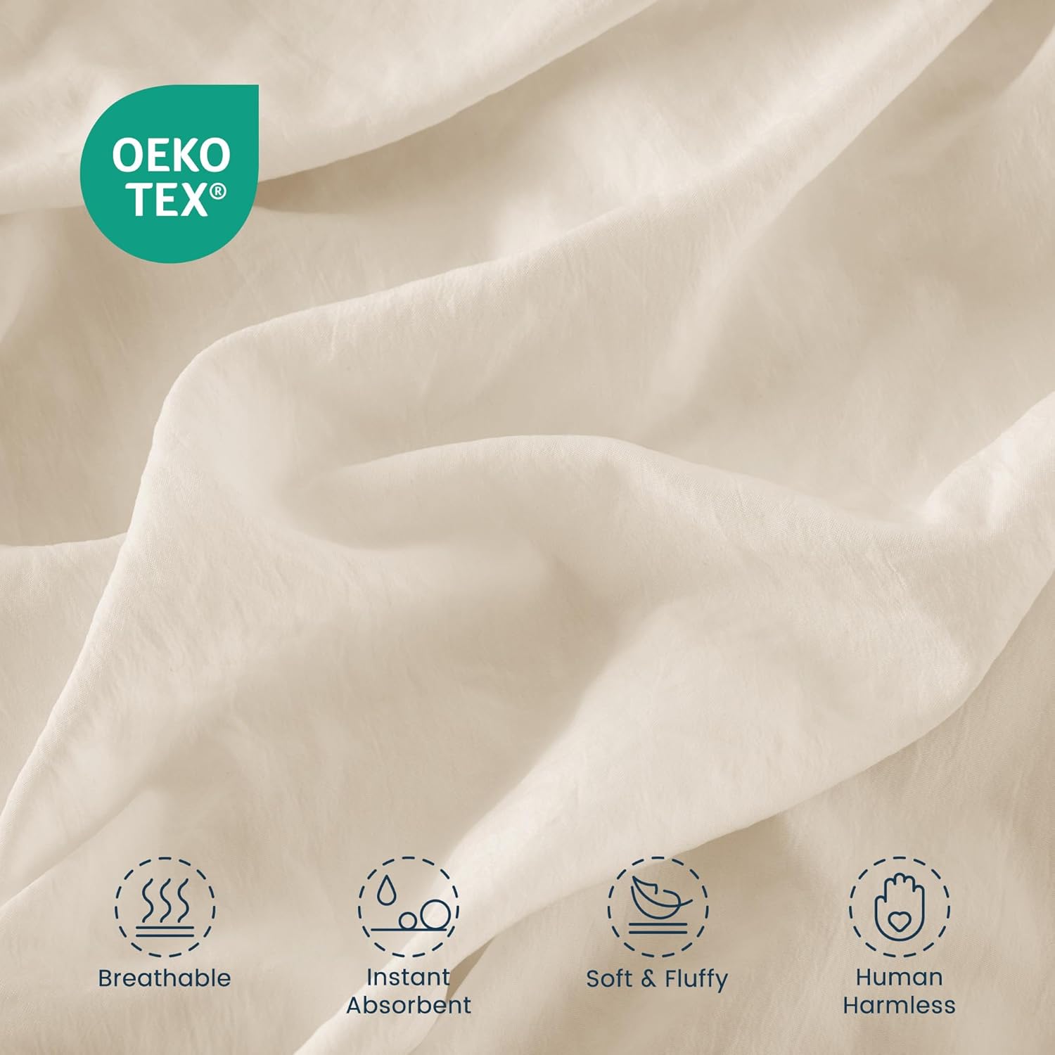 Stone Washed Duvet Cover Set - Beige