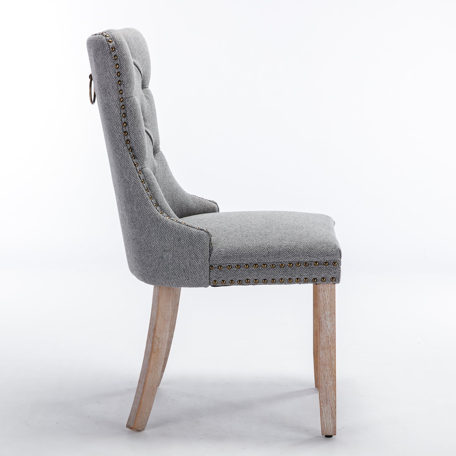 High-end Tufted Upholstered Dining Chair in Set Gray - 2 Pieces