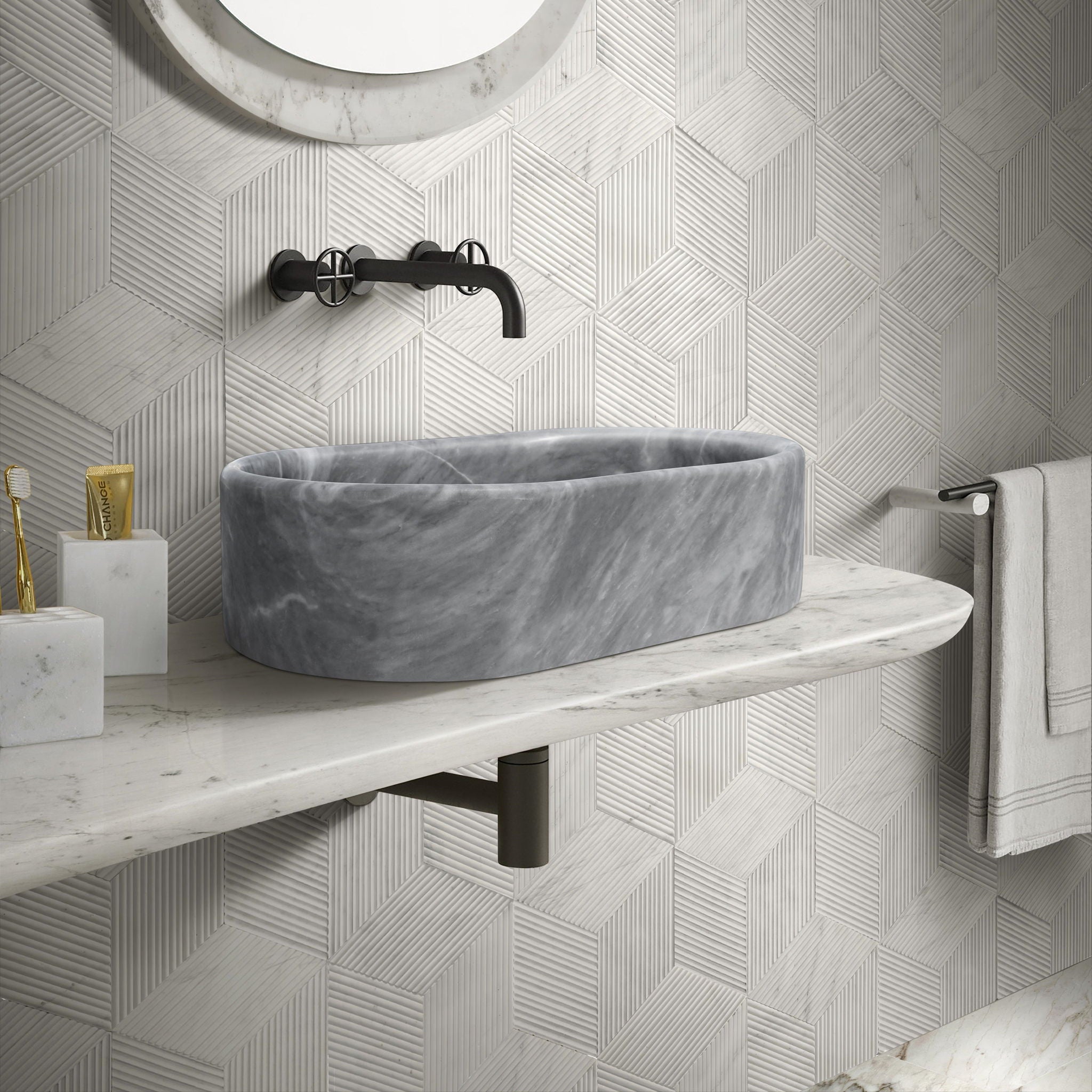 Bathroom Vessel Sink, Semi Polished Surface by Couch