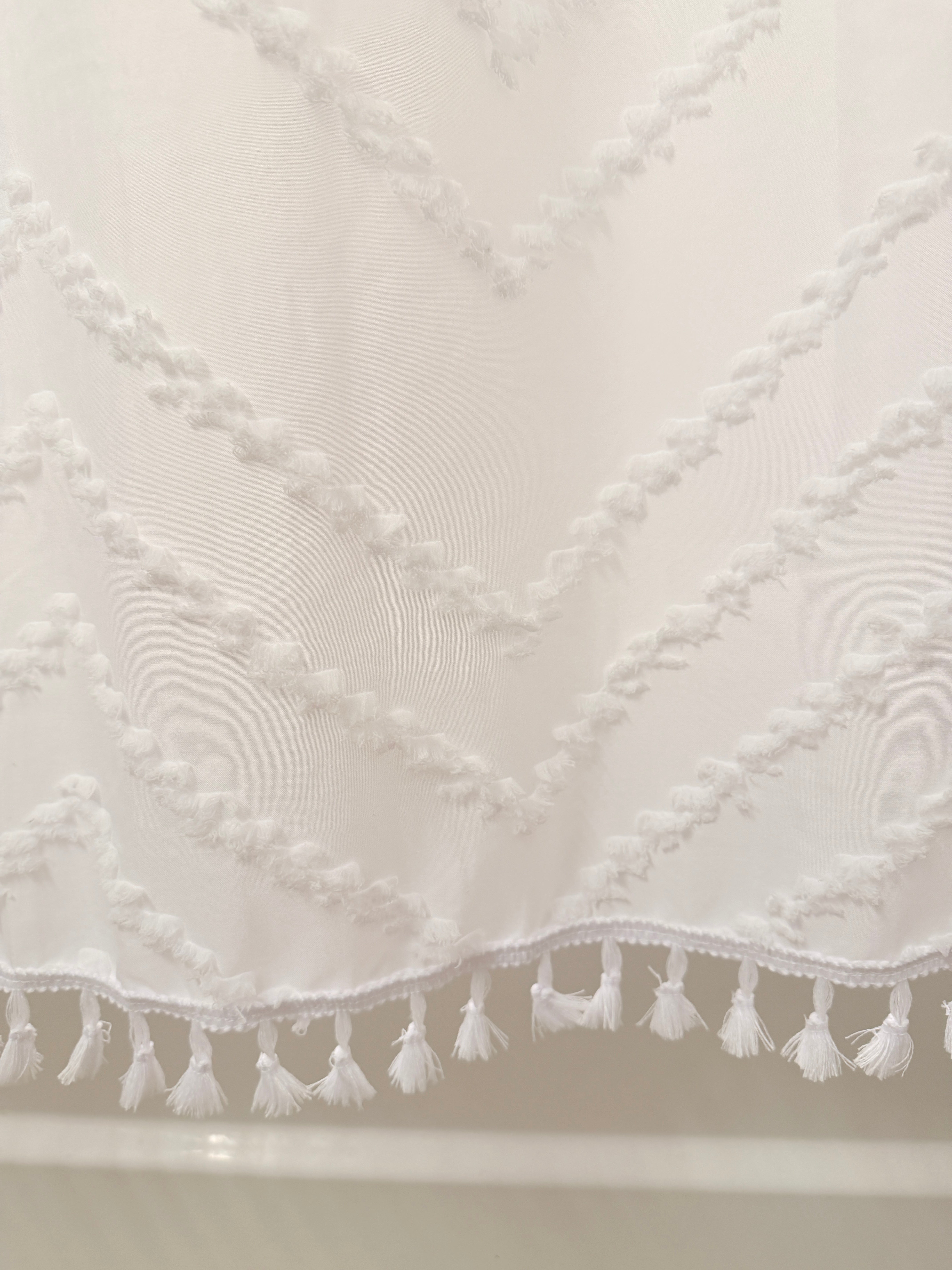 White Tufted Chevron Shower Curtain
