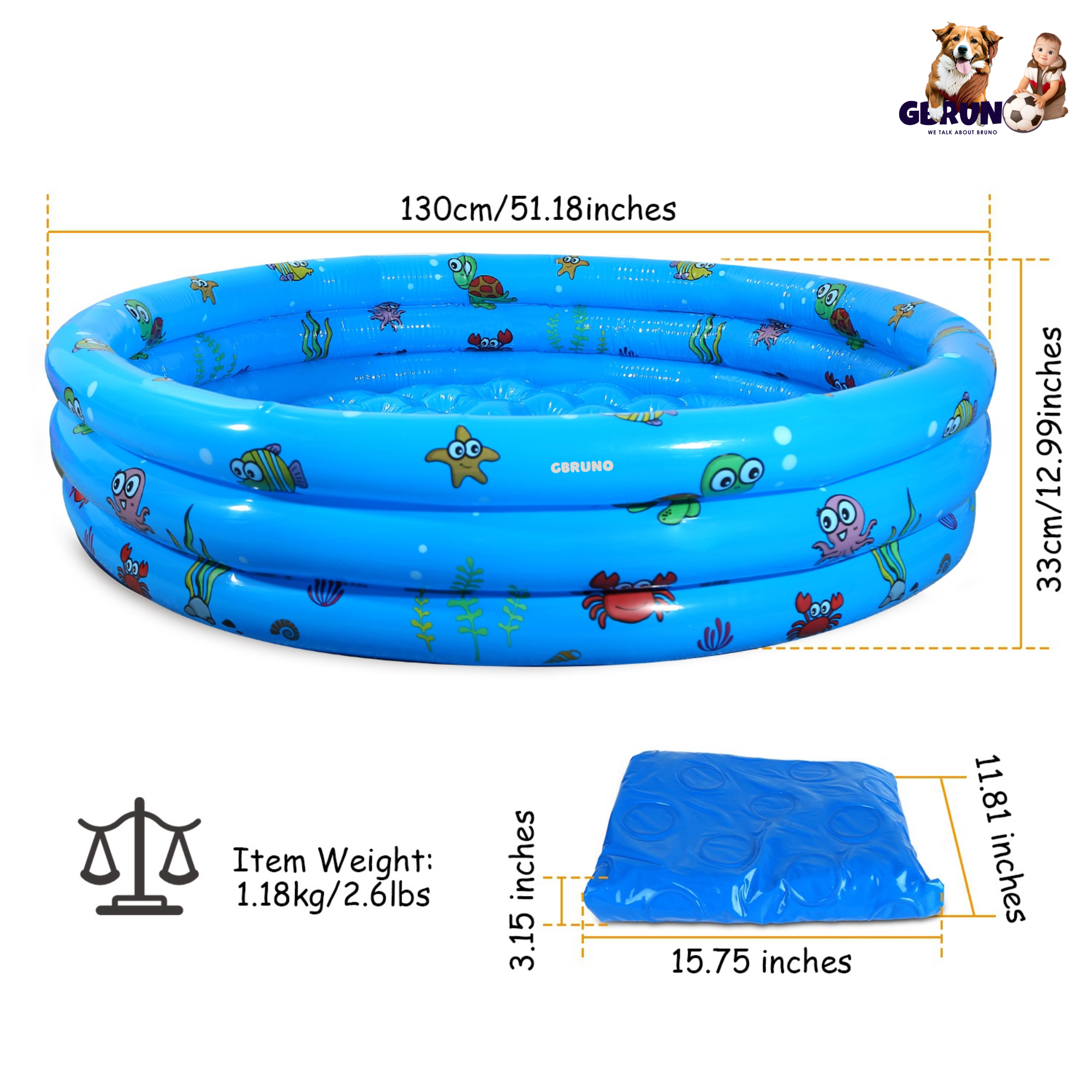 51x13Ó Inflatable Swimming Pool with 4 Valves & Bottom Water Drain Plug