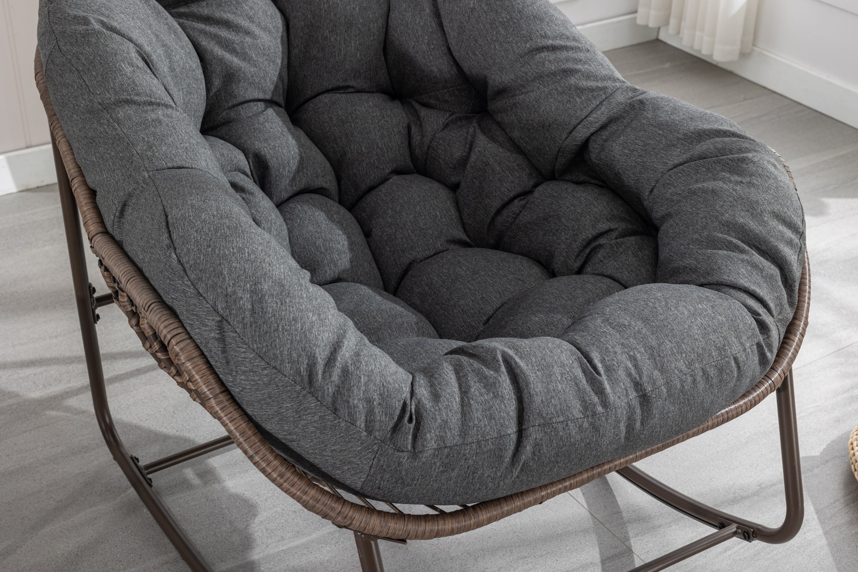 Outdoor Rattan Rocking Chair, Grey