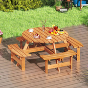 8-Person Round Picnic Table Set - Yellow