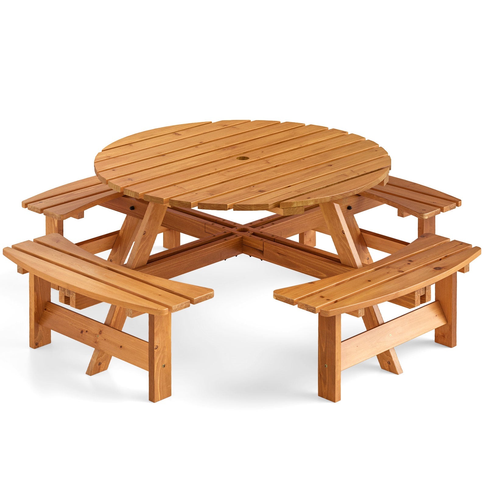 8-Person Round Picnic Table Set - Yellow