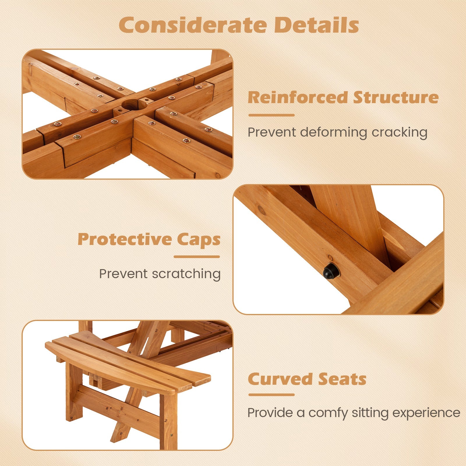 8-Person Round Picnic Table Set - Yellow