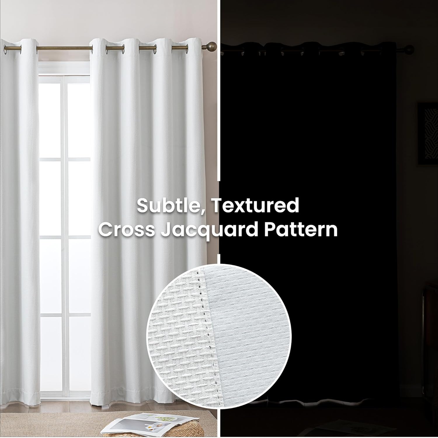Blackout Curtains for Room Darkening Window Drapes with Rod Pocket 2 Panels Set-White