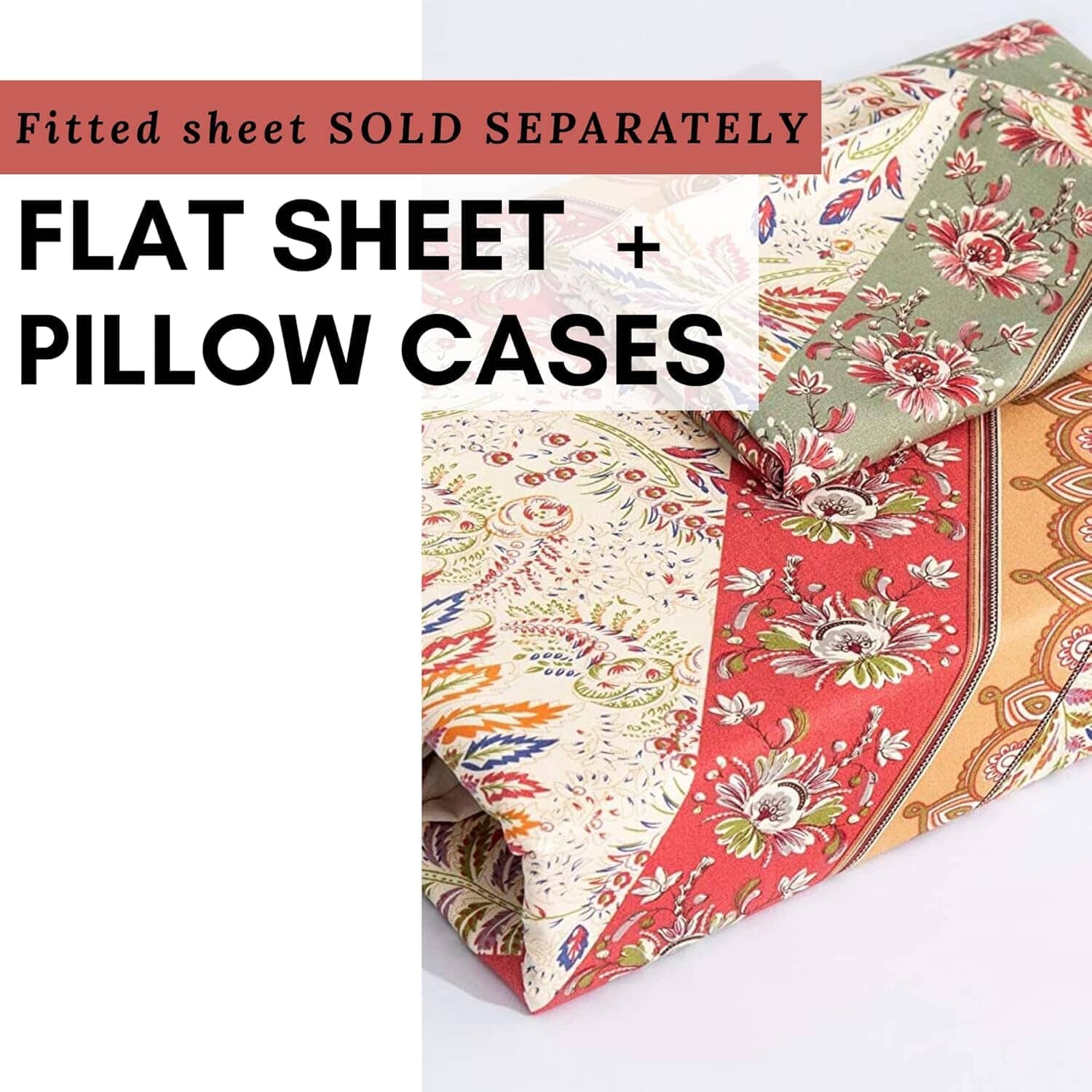 Chevron Floral Flat Bed Sheet w/ Pillowcases