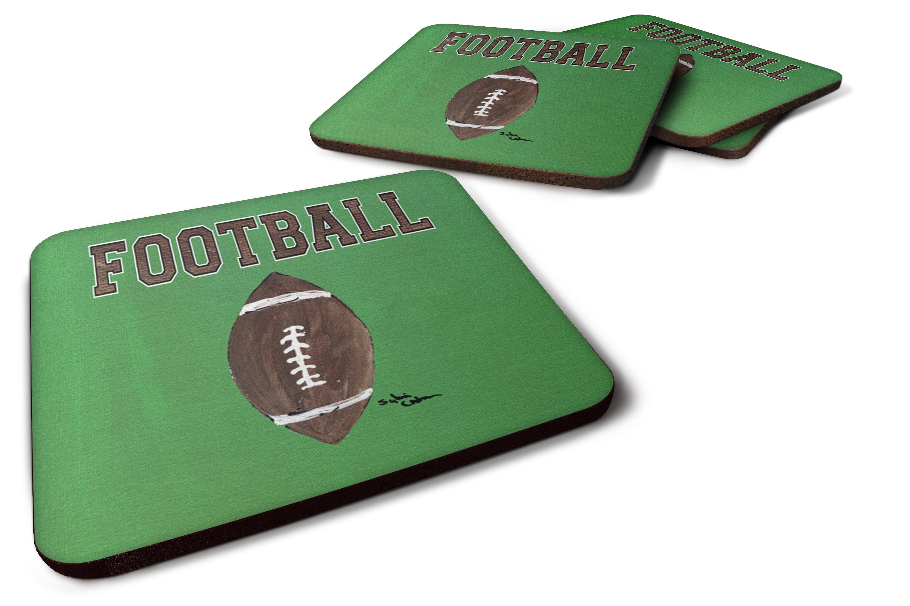 Football Coasters - Set of 4 Lightweight Foam, Absorbent Drink Coasters