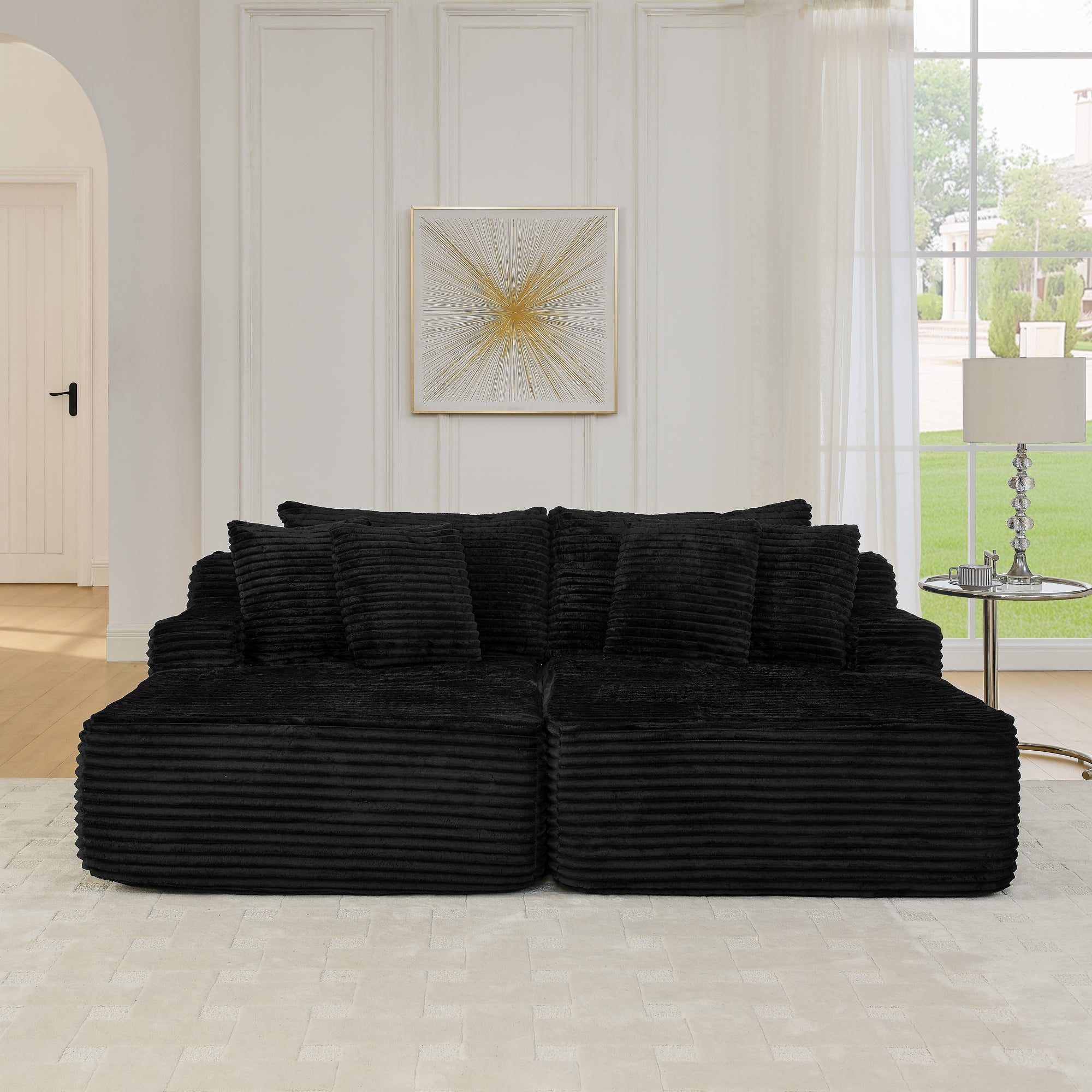 Two-Seater Lazy Sofa Lounge Chair -Black