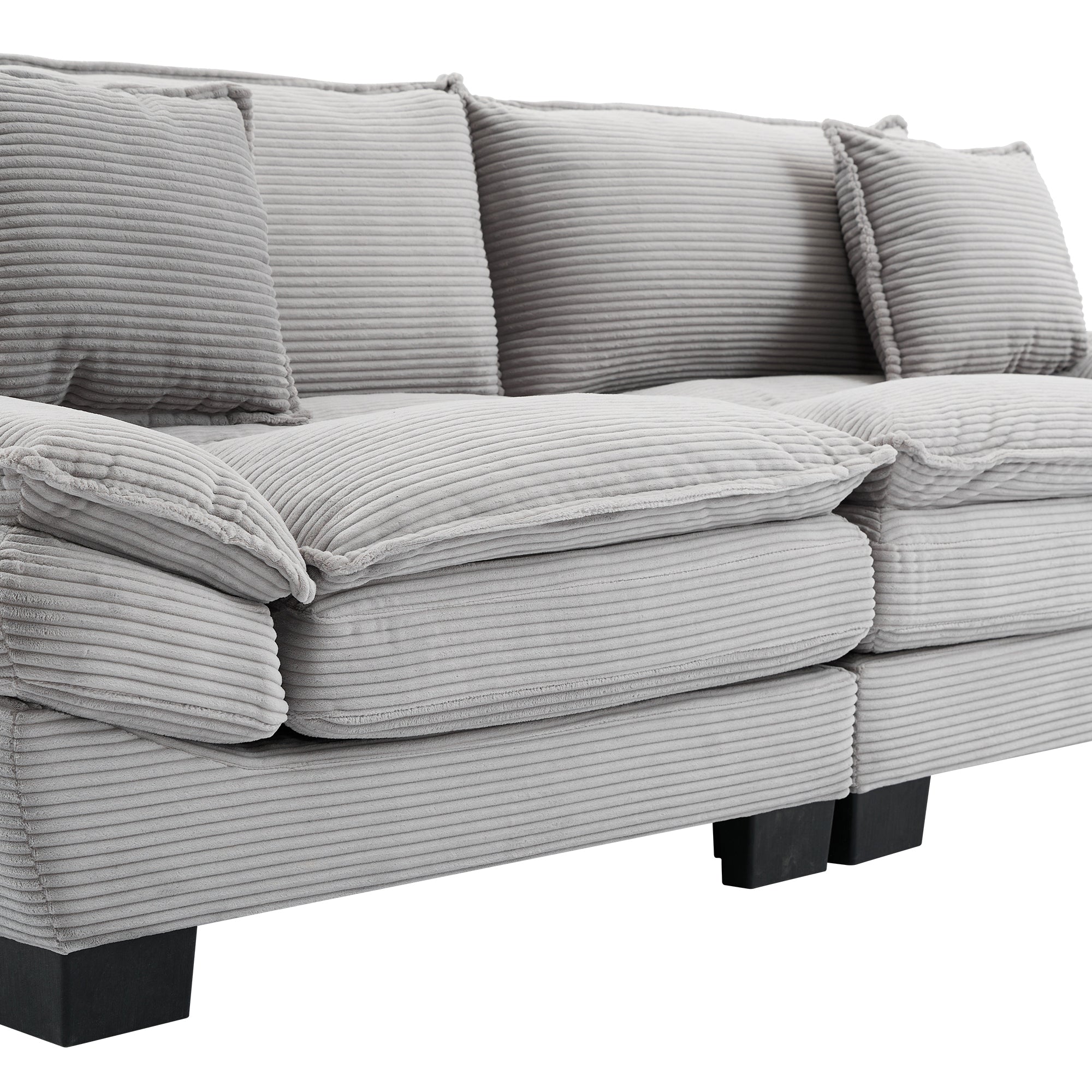 Corduroy Sofa Sleeper Couch with Pillows - Light Grey