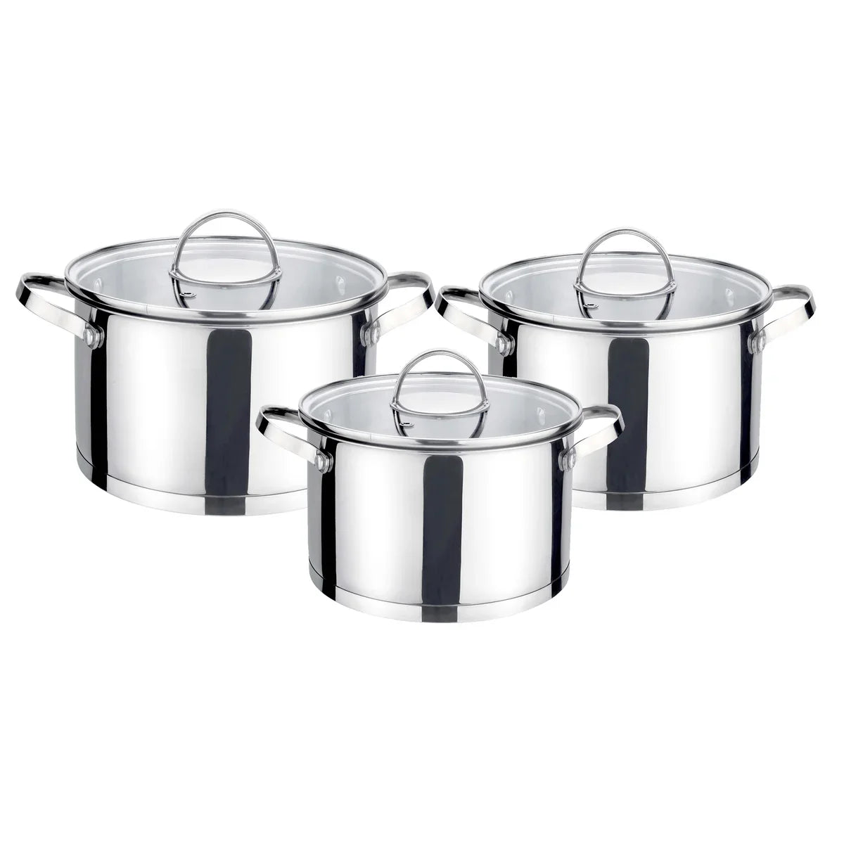 6-Piece Polished Stainless Steel Cookware Set with Lids