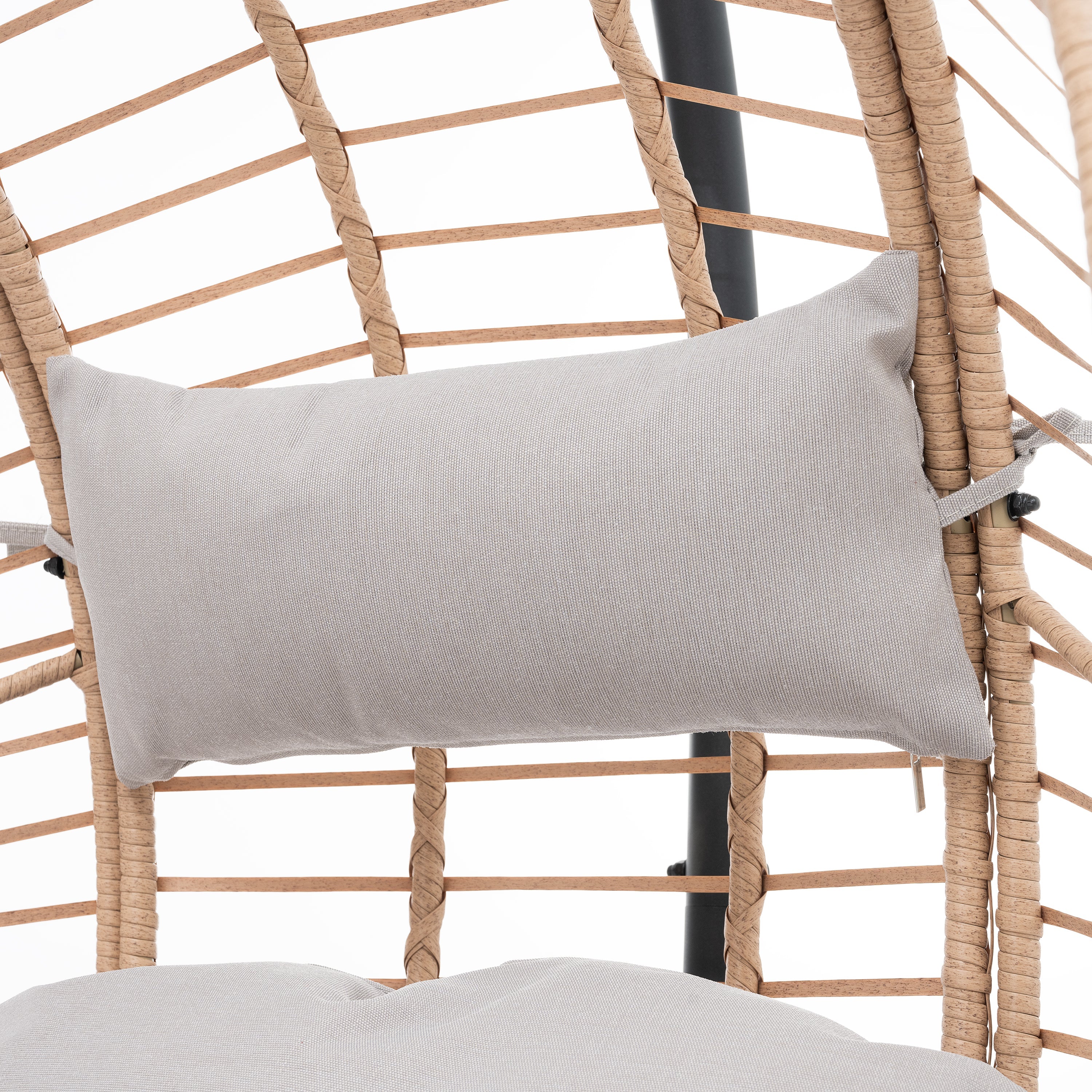 Swing Egg Chair Natural Color Wicker with Beige Cushion