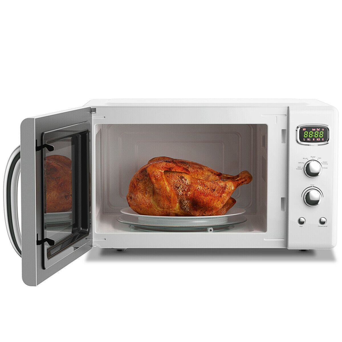 0.9 Cu.ft Retro Countertop Compact Microwave Oven - White