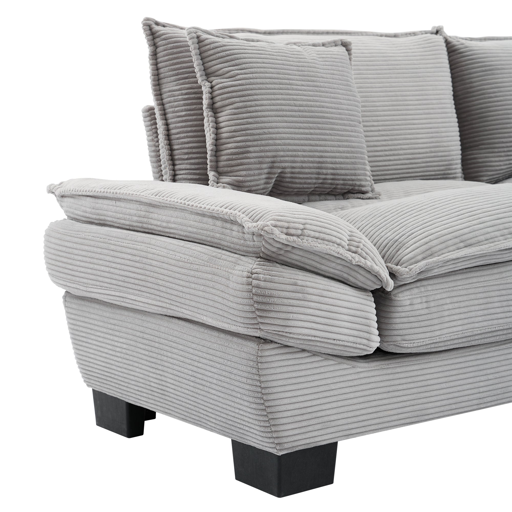Corduroy Sofa Sleeper Couch with Pillows - Light Grey
