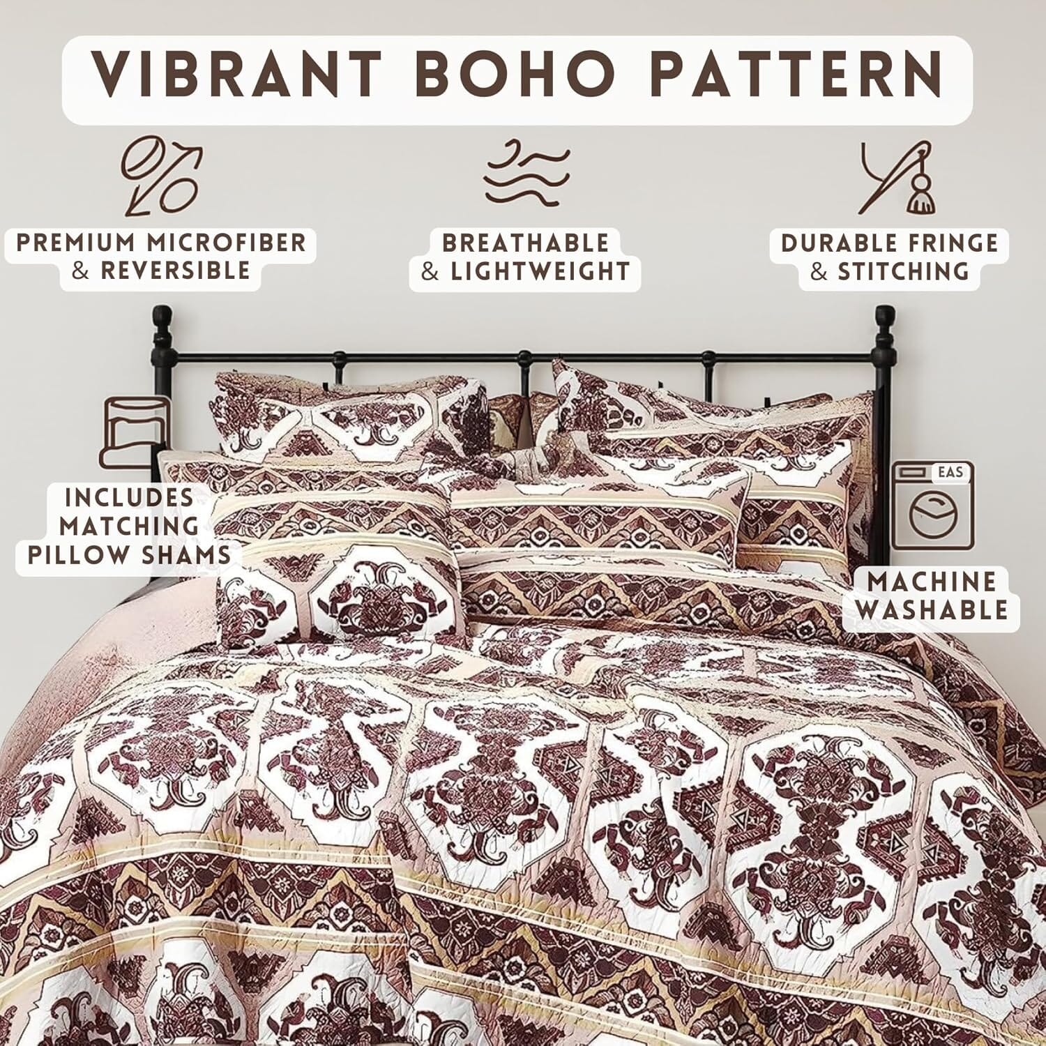 Majestic Oriental Kilim Bedspread - Coverlet w/ Shams
