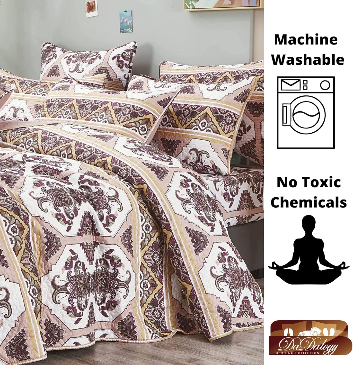 Majestic Oriental Kilim Bedspread - Coverlet w/ Shams