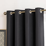 Blackout Curtains for Room Darkening Window Drapes with Rod Pocket 2 Panels Set-Black