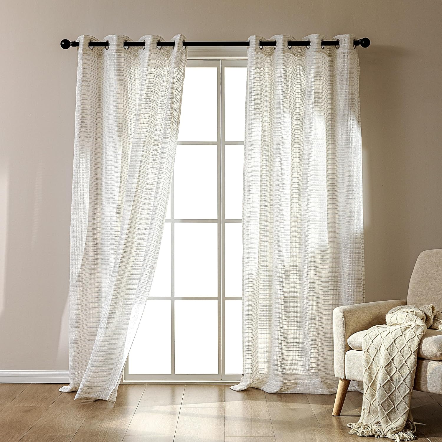 SZ Sheer Curtains 2-Piece Set for Living Room/Bedroom
