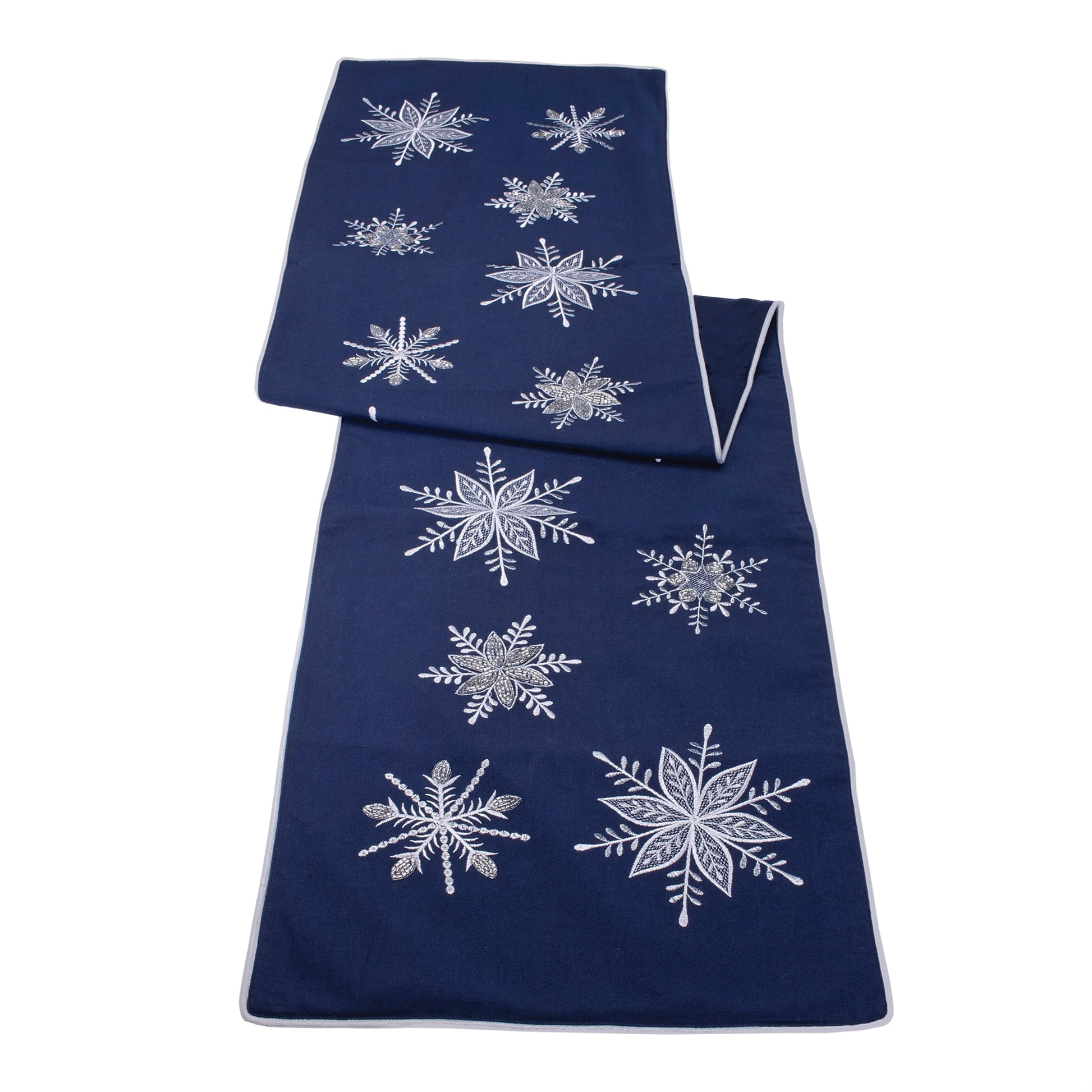 Embroidered Snowflake Table Runner 72"L