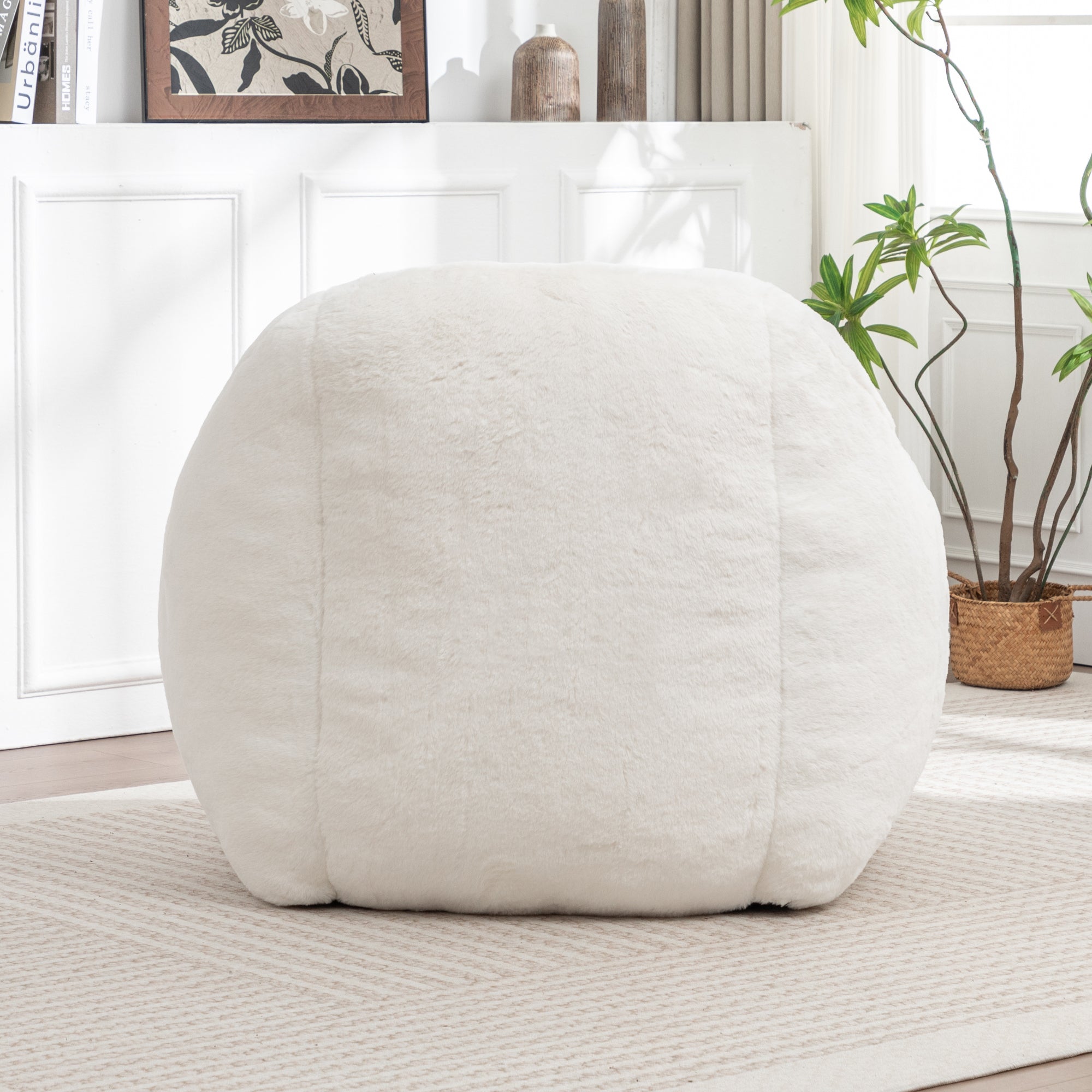 Bean Bag Chair, Comfy Bean Bag Sofa with Back Support - White