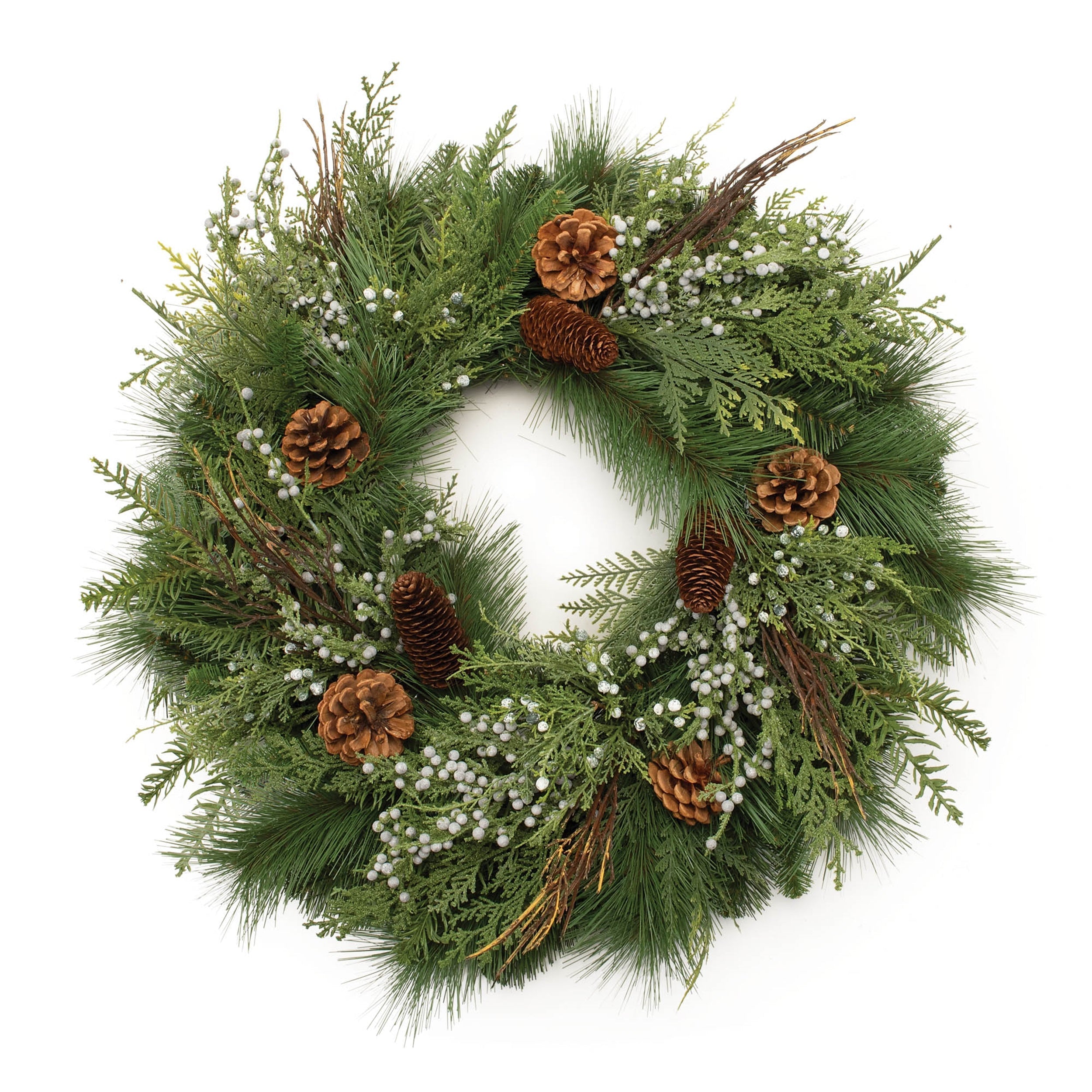 Mixed Pine Juniper and Pincone Wreath 24"D
