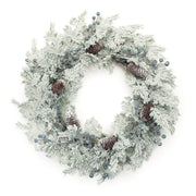 Flocked Pine Cedar Berry Wreath 24"D