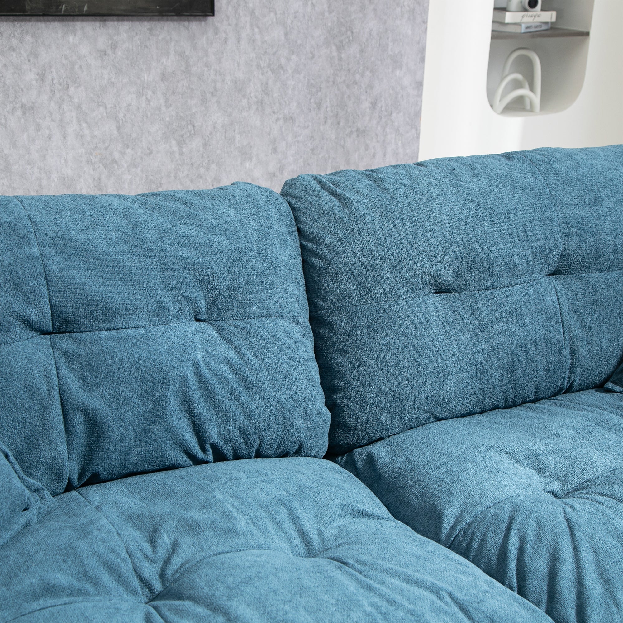84' Chenille Sofa Small Sofa Loveseat Couch, Blue