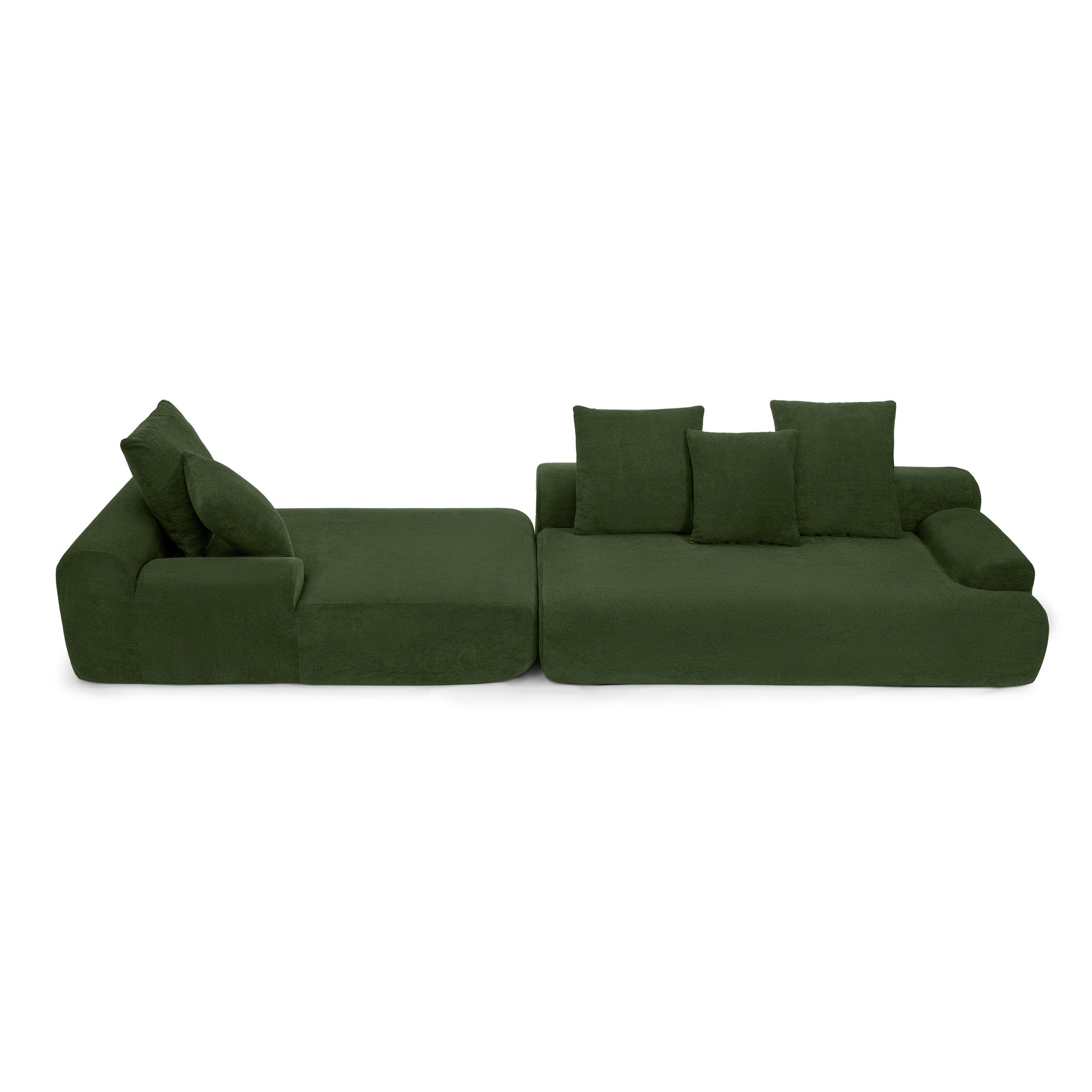 Upholstered L-Shape Sectional Sofa Couch - Melange Velvet, Green