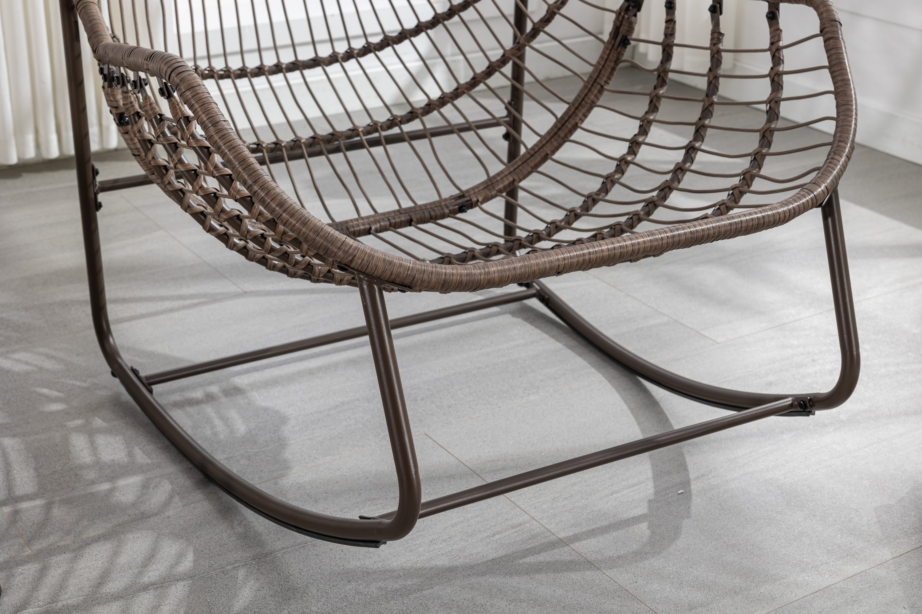 Outdoor Rattan Rocking Chair, Orange