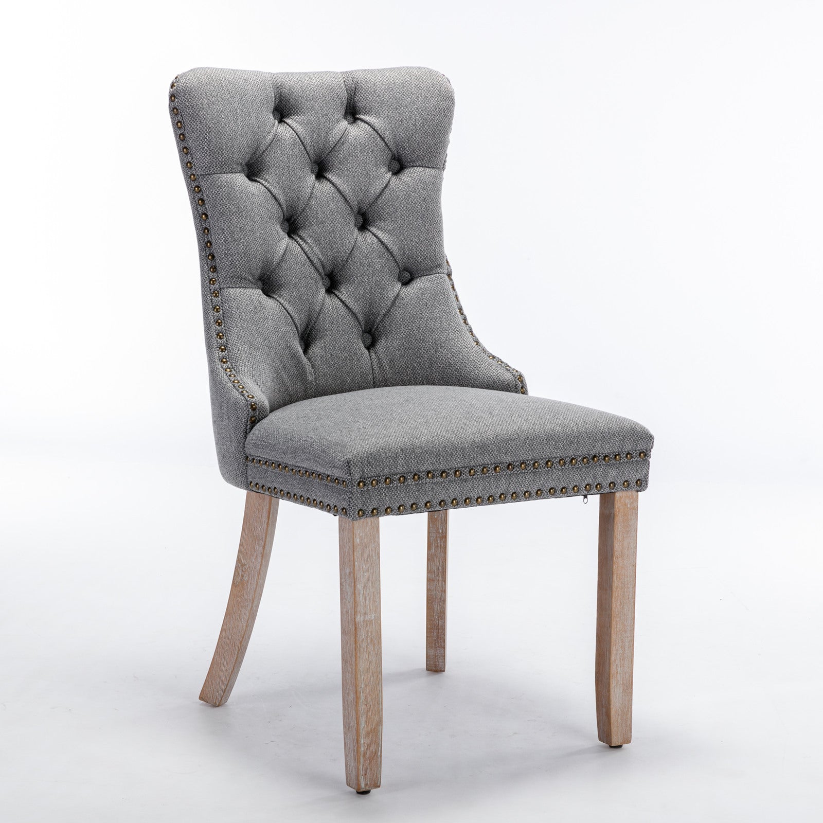 High-end Tufted Upholstered Dining Chair in Set Gray - 2 Pieces