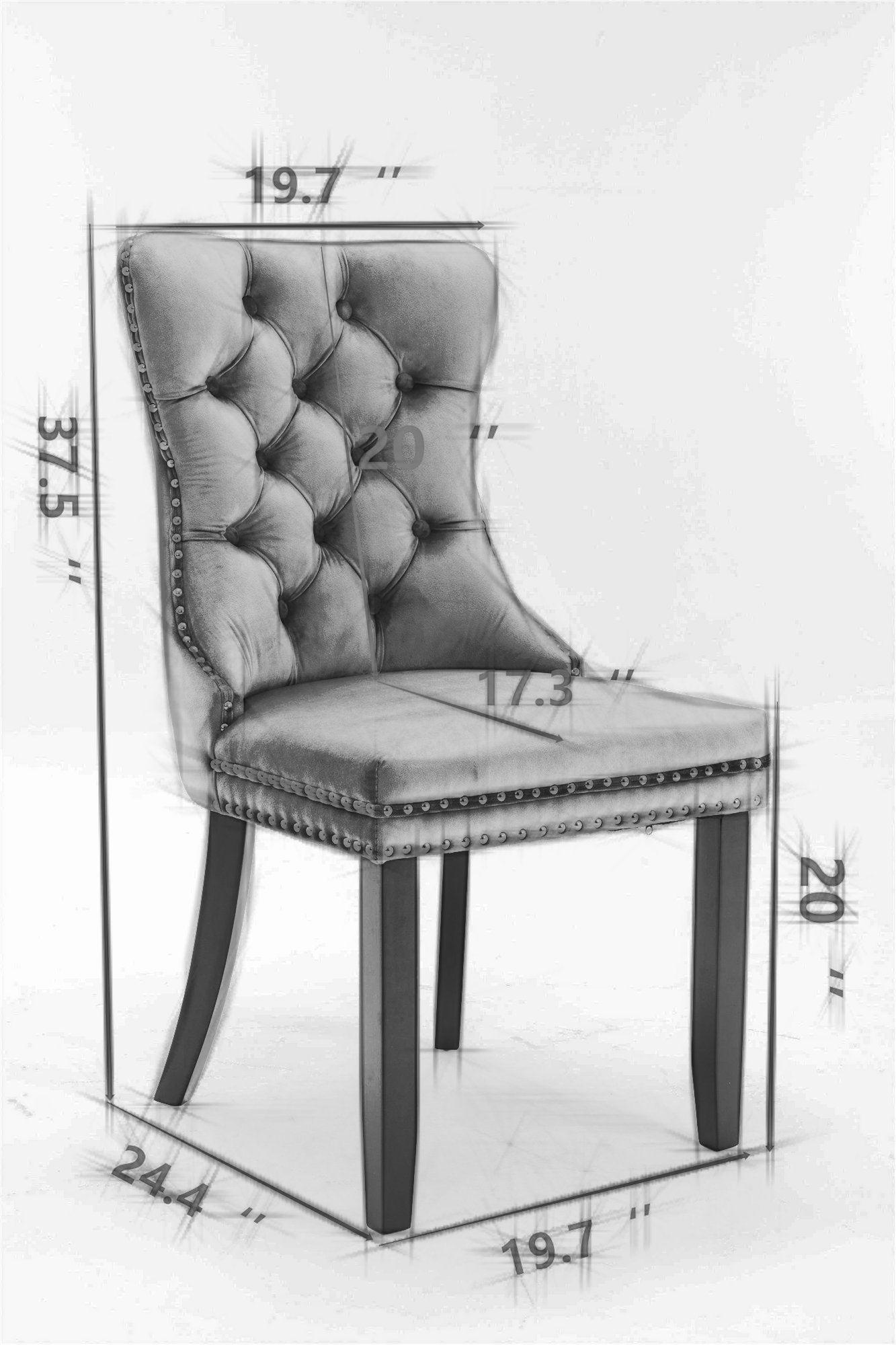 High-end Tufted Upholstered Dining Chair in Set Gray - 2 Pieces