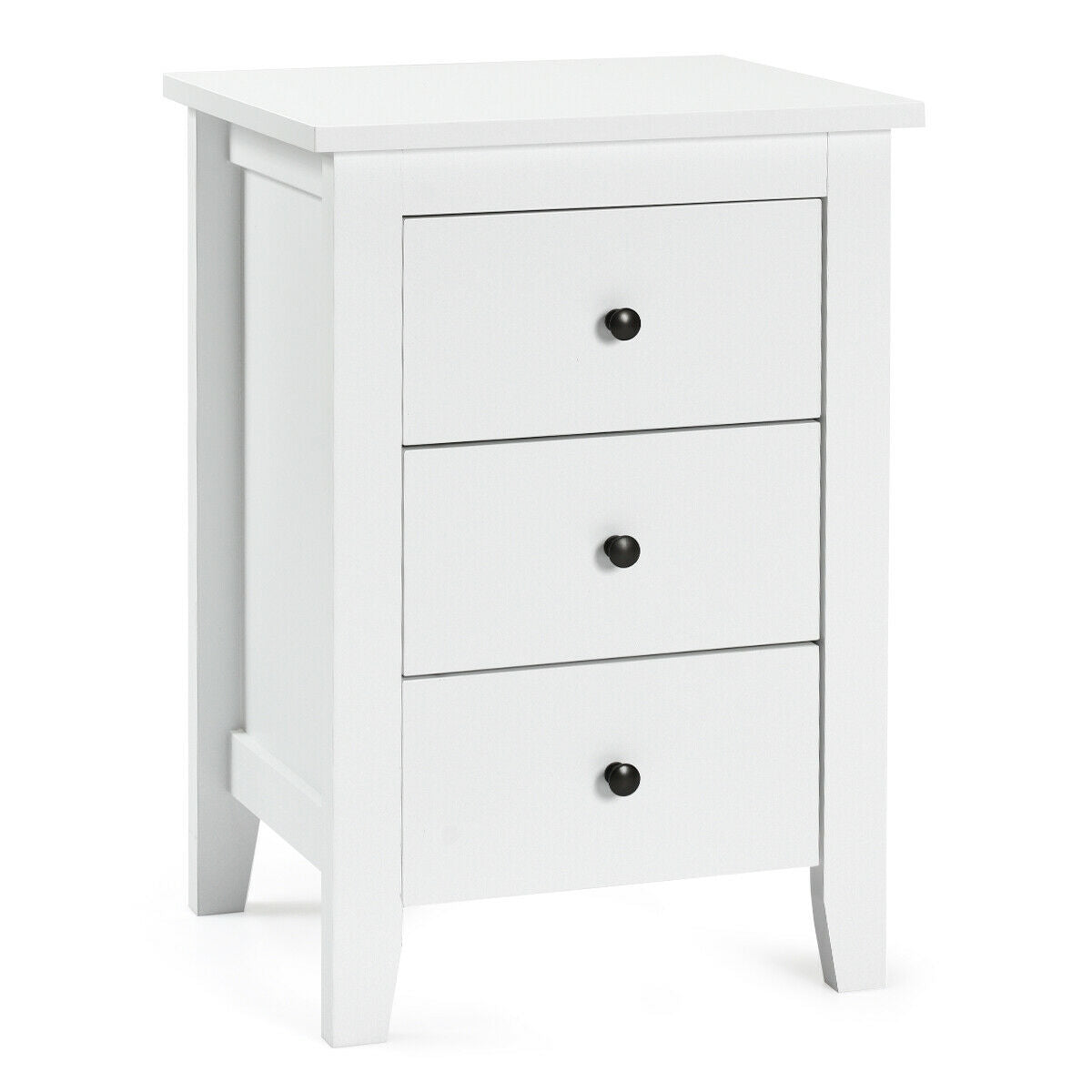 Set of 2 Nightstand End Beside Table Drawers-White