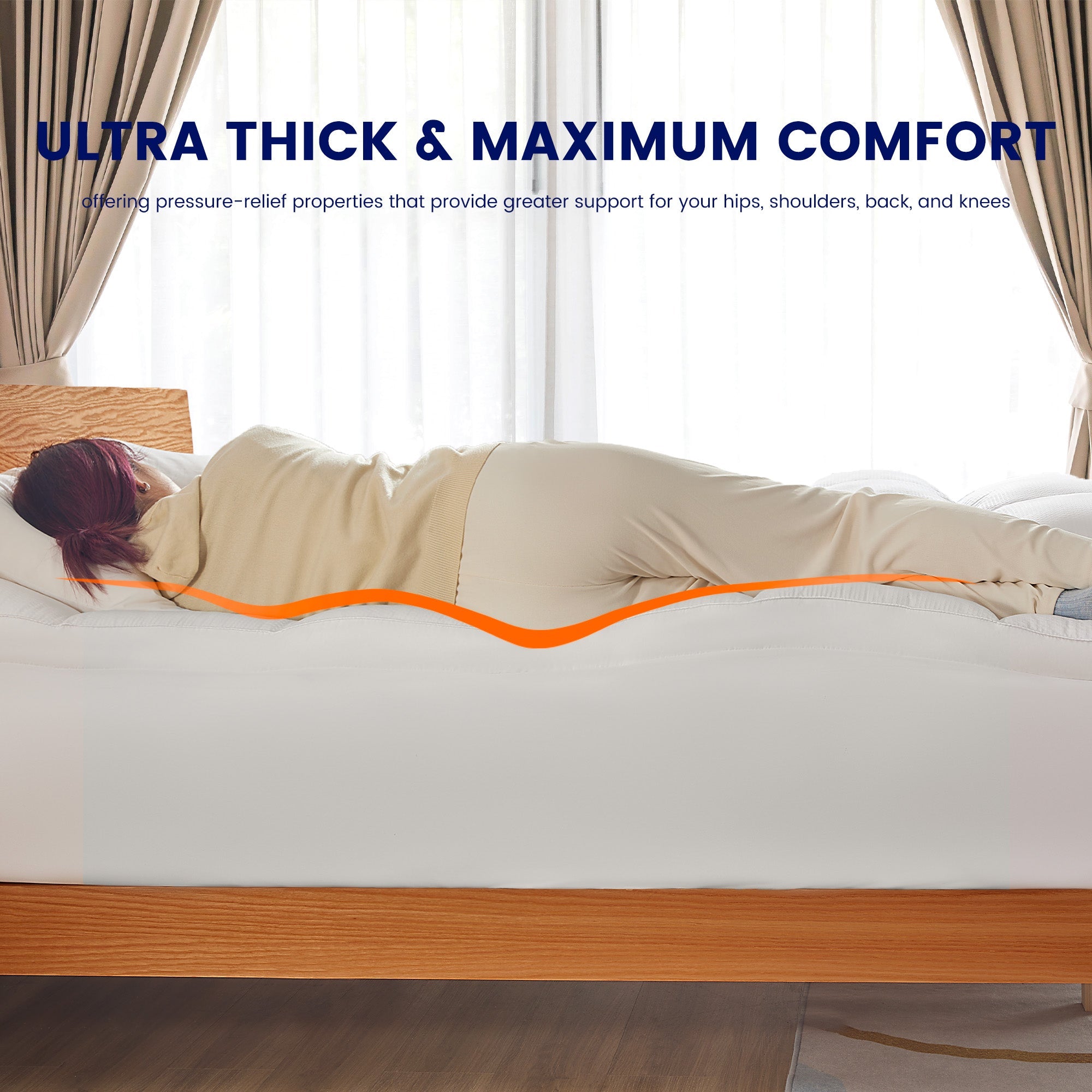 Extra Fluffy Mattress Pad Deep Pockets - White