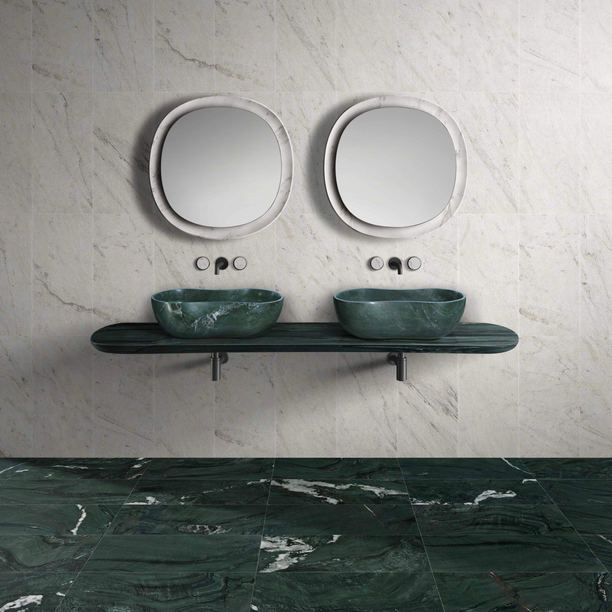 Bathroom Vessel Sink With Wavy Design by Couch