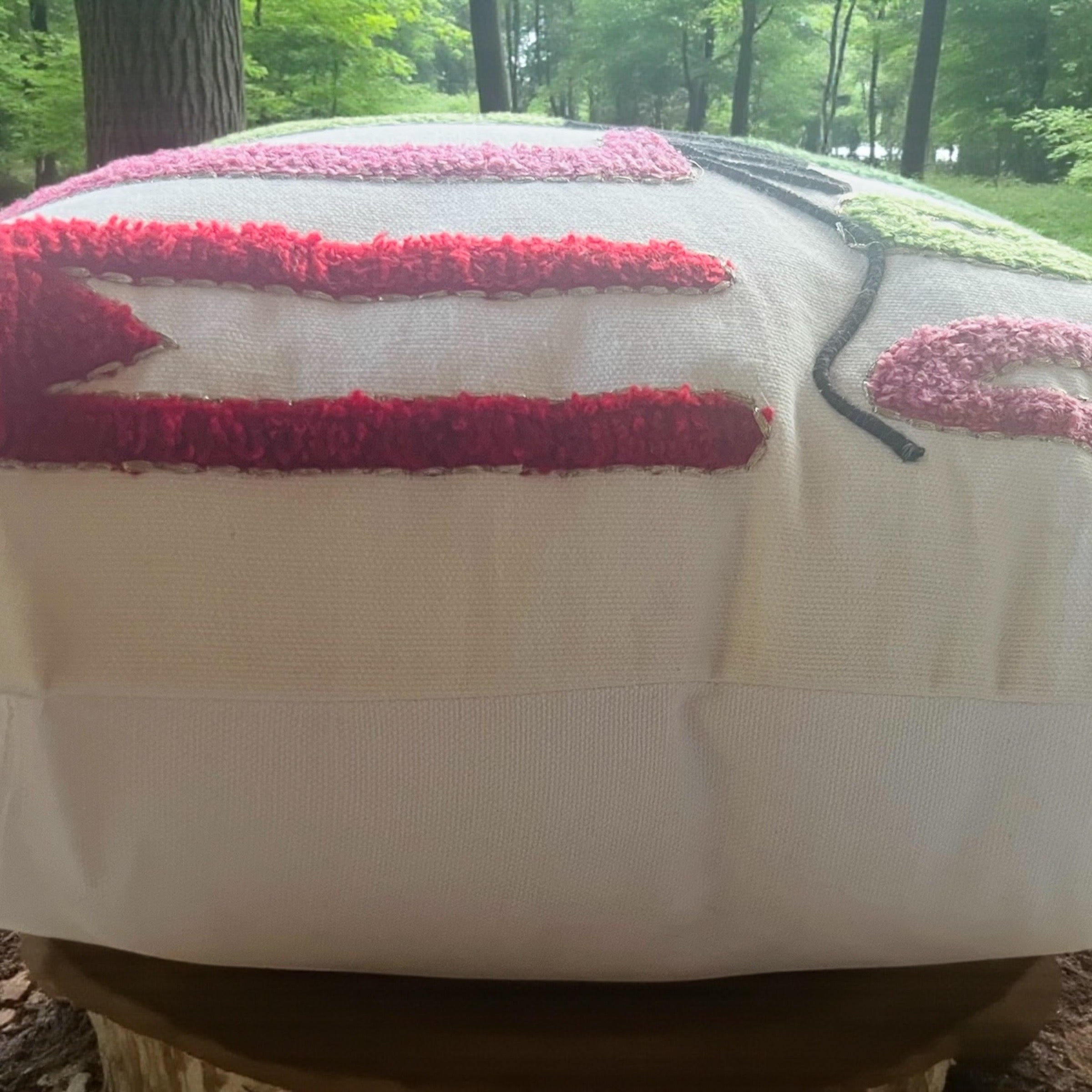 Merry and Bright Embroidered Christmas Themed Pillow