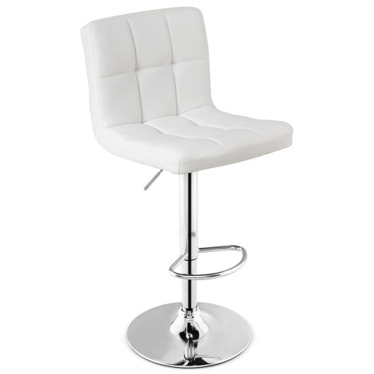 Adjustable Swivel Bar Stool with PU Leather-White by VYSN