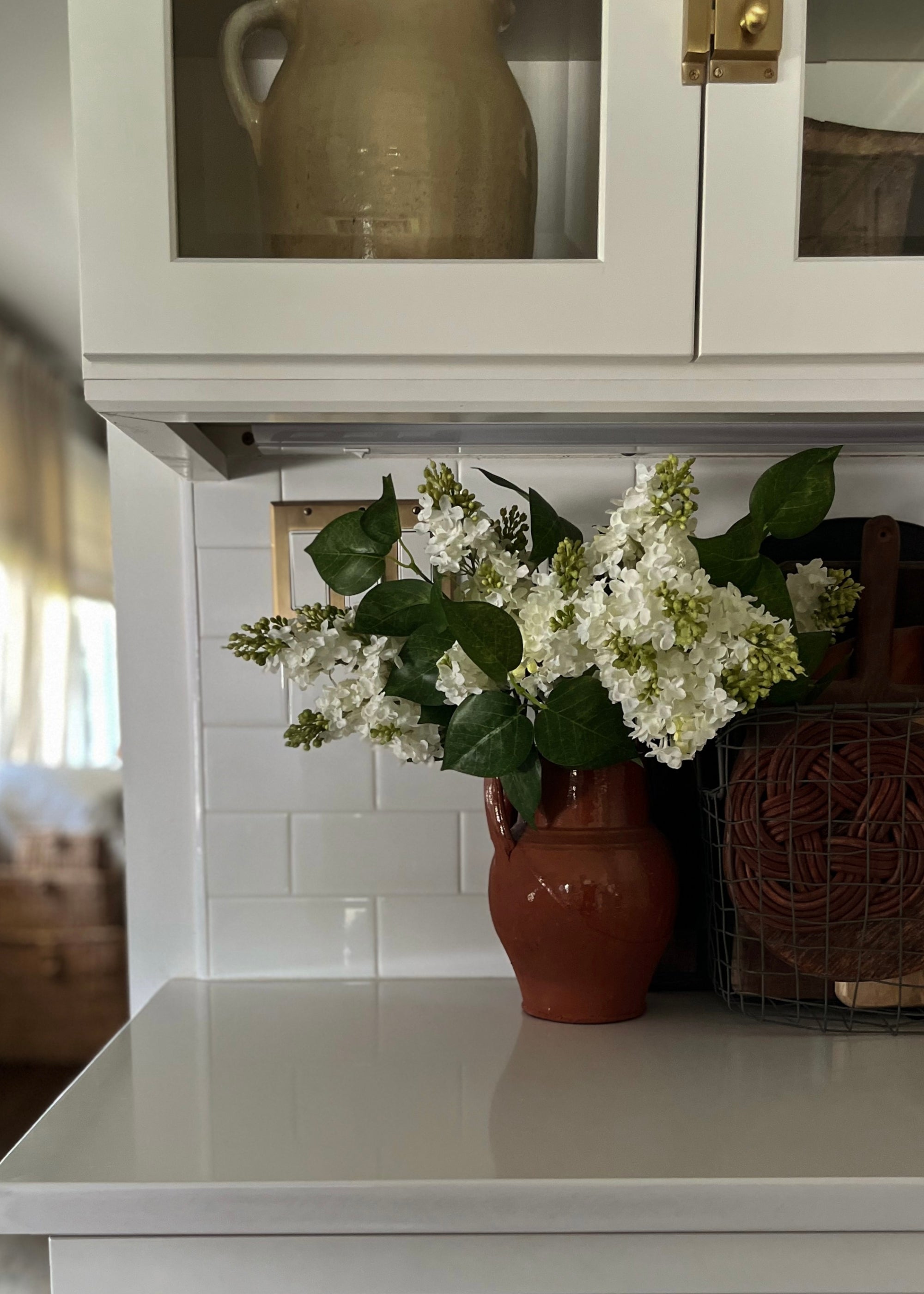 Premium Artificial Blooming Lilac Branch in White - 26"