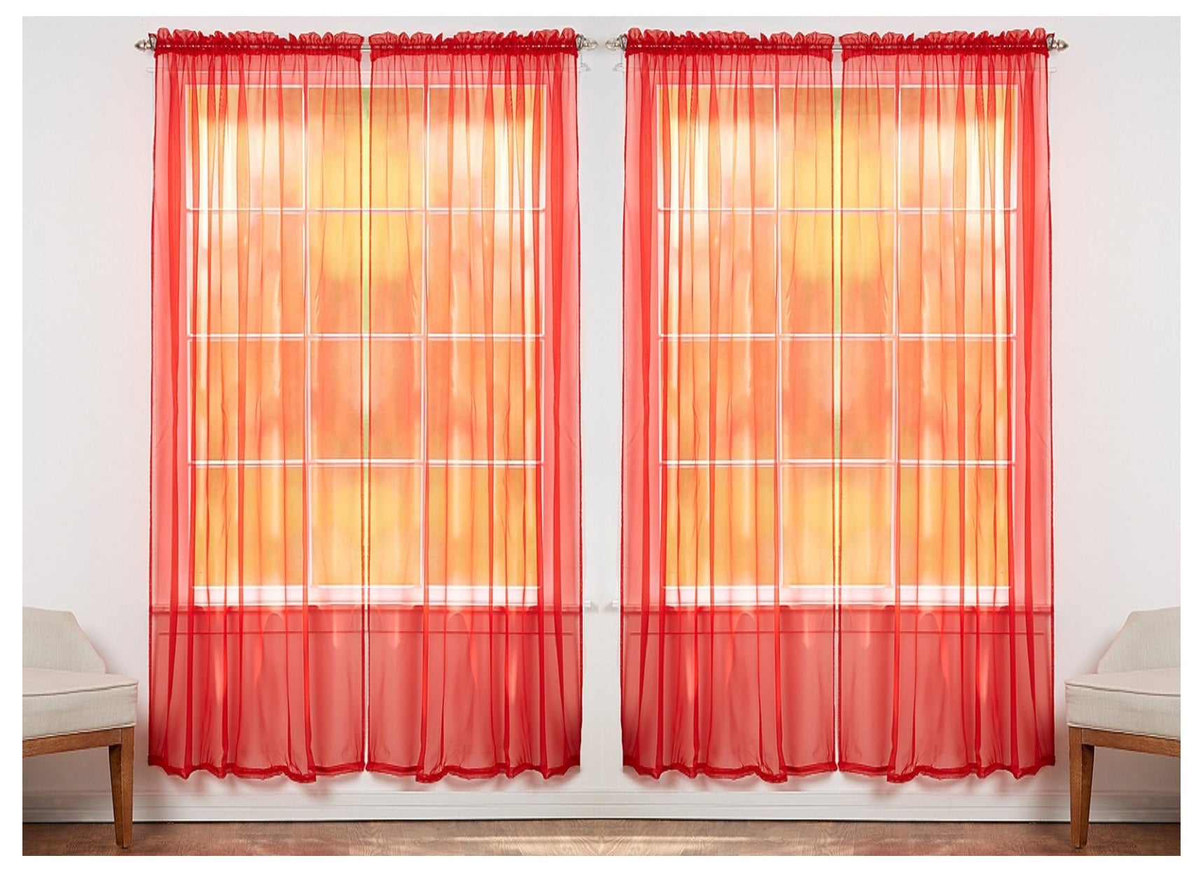 Solid Sheer Window Curtain Panels