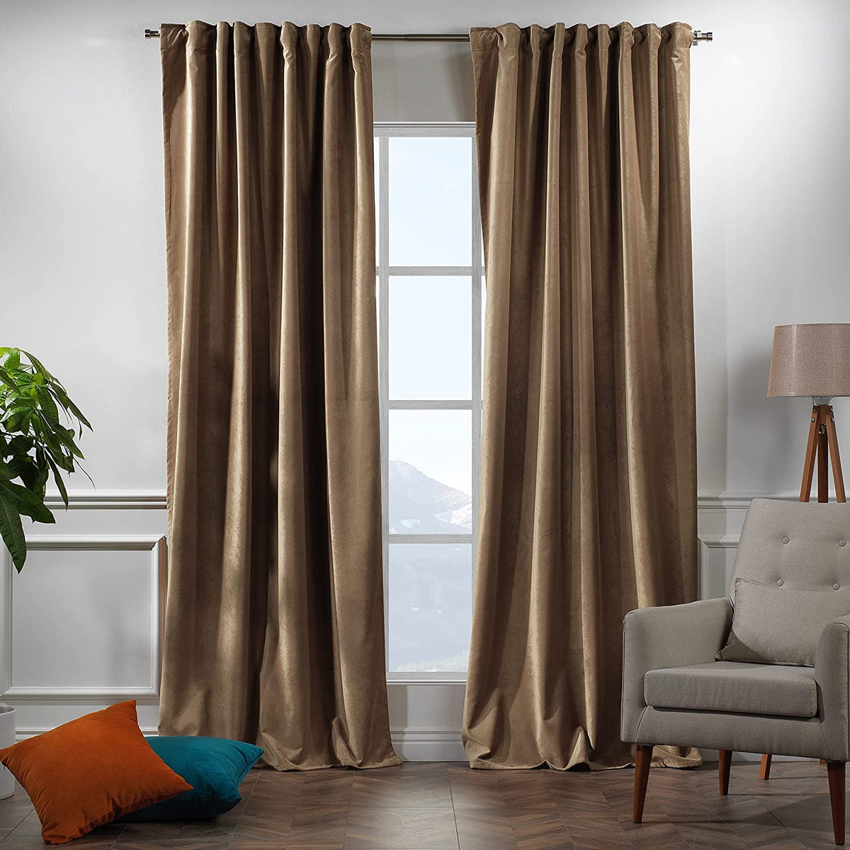 CASANEMA Extra Long Solid Luxury Matte Velvet Soft Curtain Lime Single Panel Hanging Back Tap & Rod Pocket Home DÃ©cor 5-25 Feet Custom Made Curtains -Made in Turkey Each(52"x84") - Classic Turkish Towels